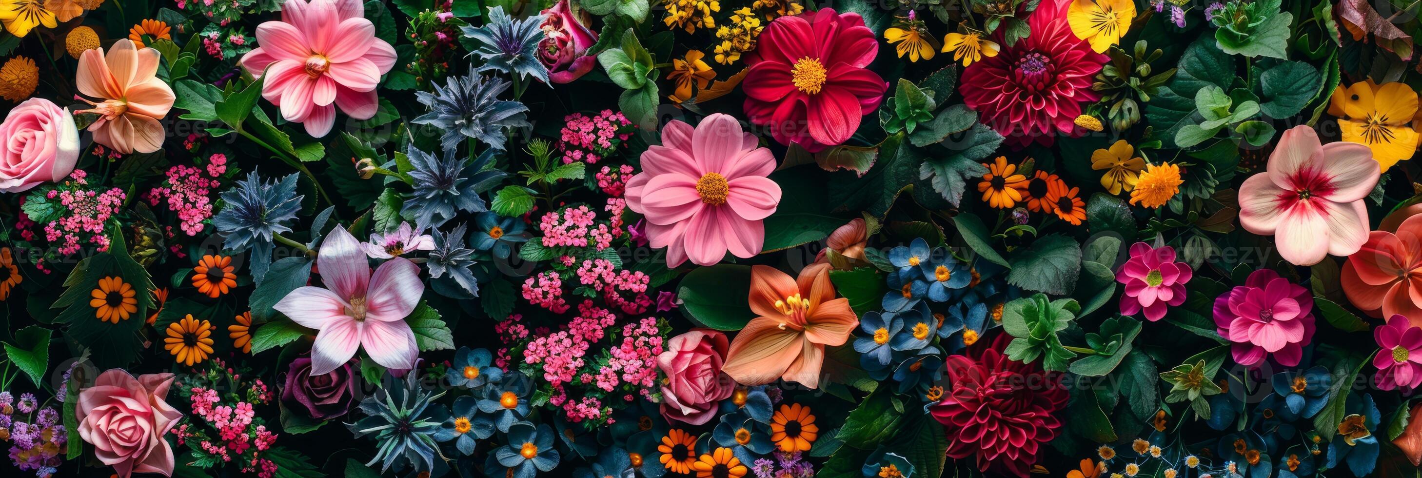 A breathtaking and stunning array of beautifully colorful flowers showcased beautifully in a lush garden backdrop photo