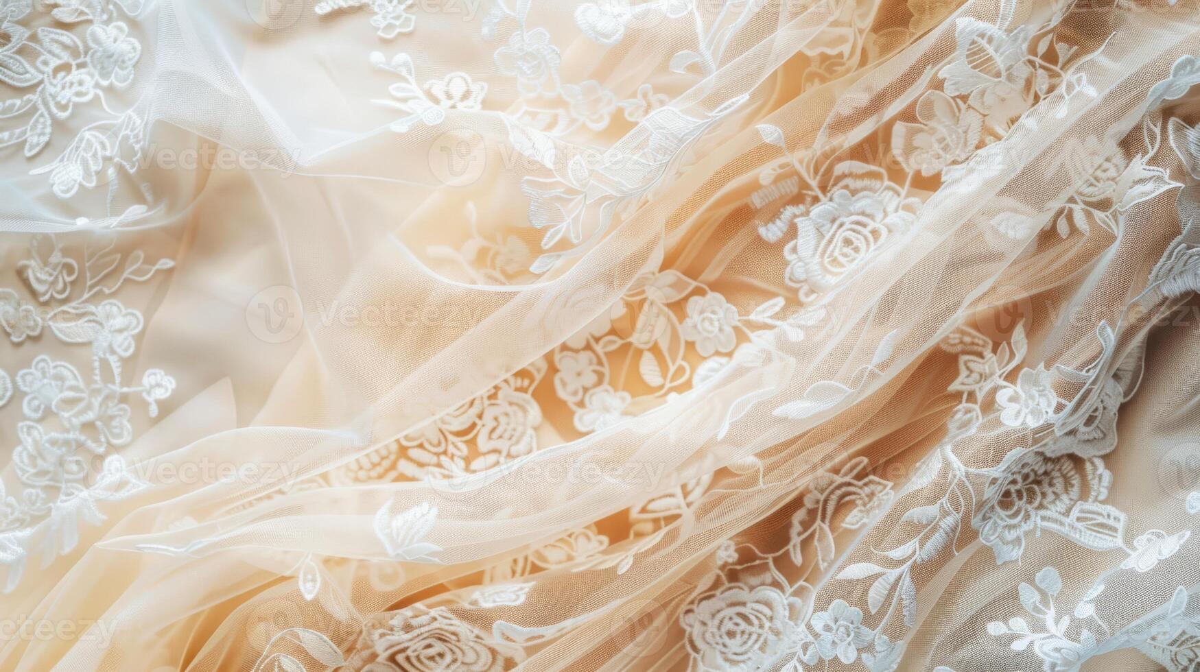 This delicate fabric, adorned with intricate and detailed embroidery, is ideal for various fashion and textile designs photo