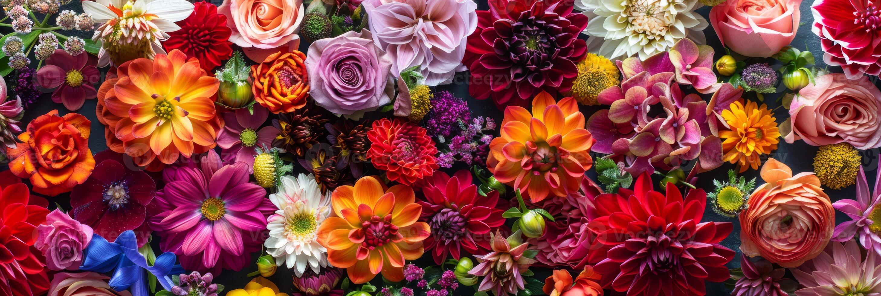 A beautifully arranged and colorful array of flowers, showcasing the vibrant palette and wonders of nature photo