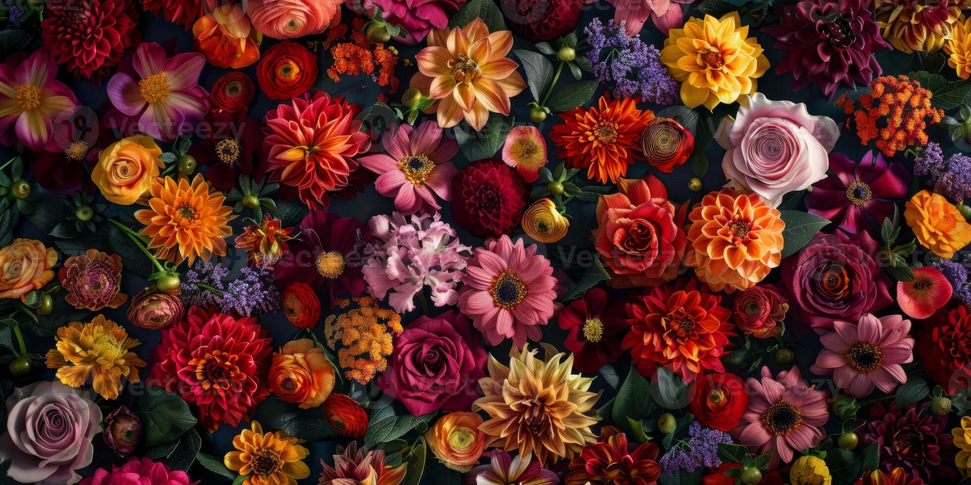 A stunning array of diverse flowers displaying a vibrant spectrum of colors and exquisite, captivating blooms photo