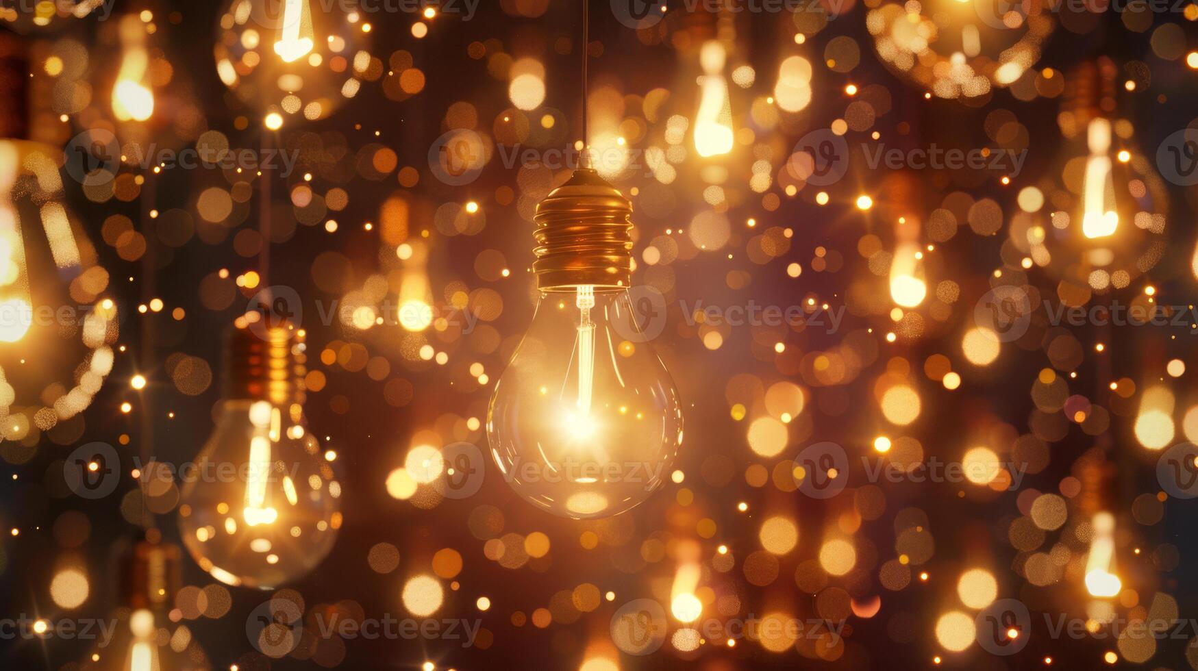 A mesmerizing and captivating display of illuminated bulbs surrounded by a sparkling bokeh background effect photo