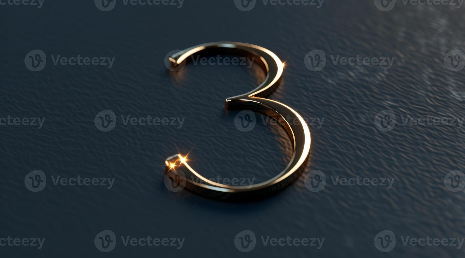 A stylish and elegant depiction of the number 3 rendered in luxurious gold, perfect for luxurythemed designs photo