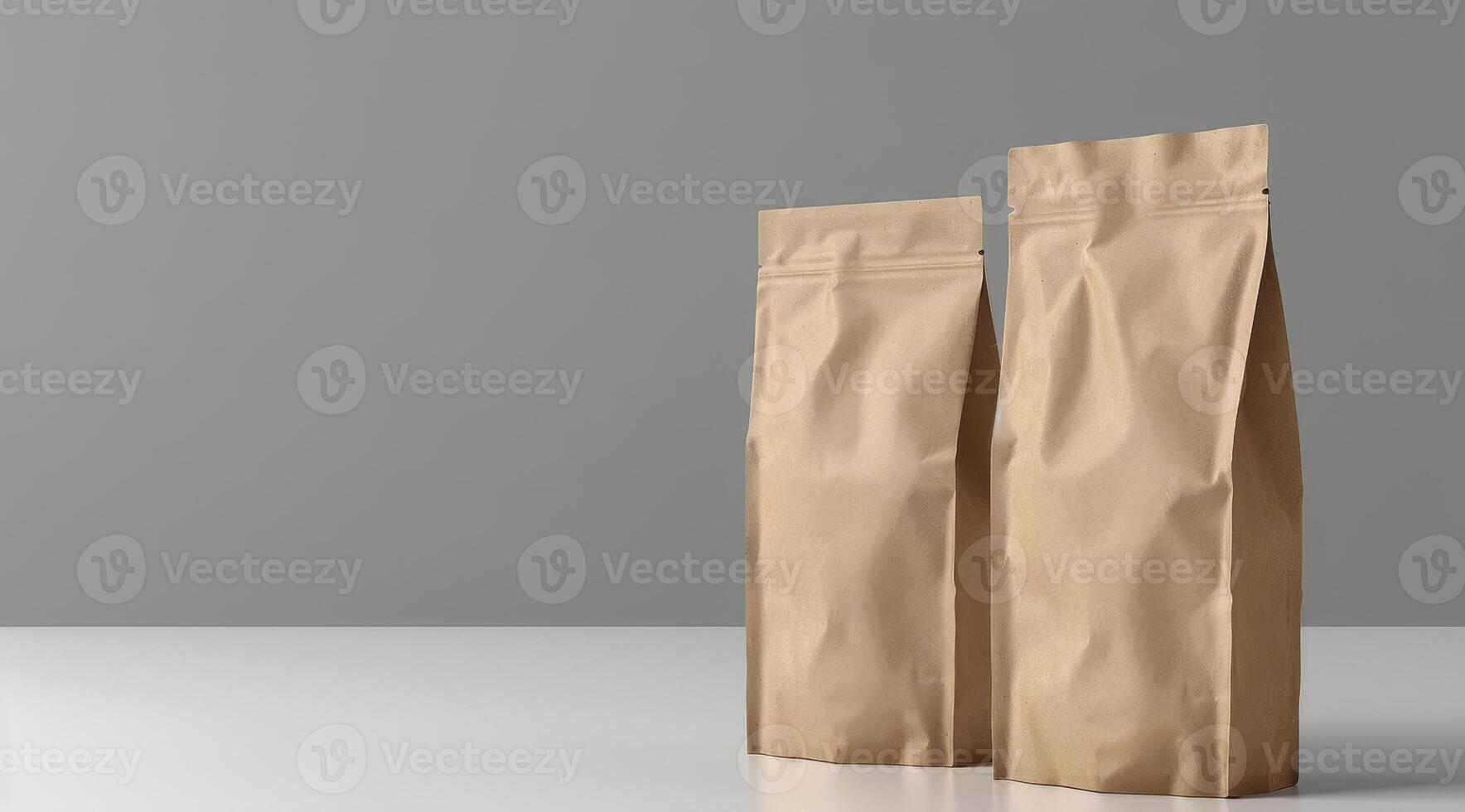This is a stylish kraft paper bags mockup that is ideal for beautifully showcasing organic products, various food items, or unique custom branding designs that stand out and attract attention photo