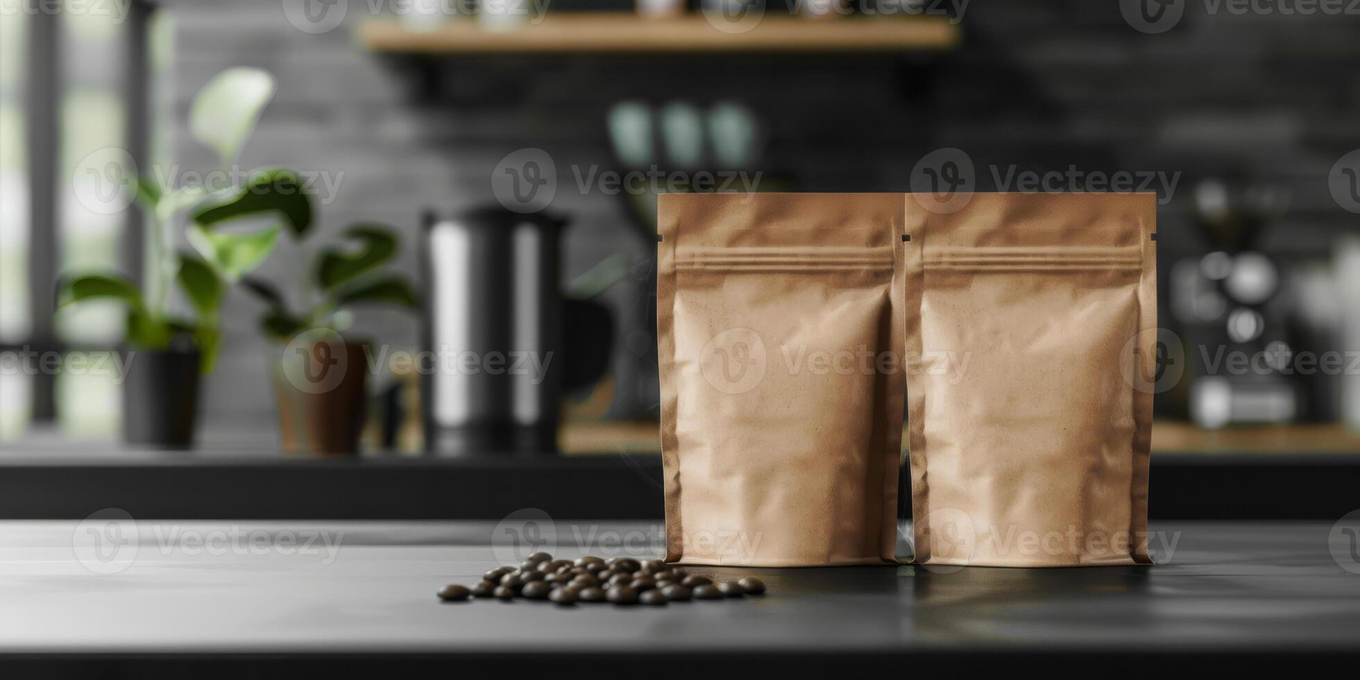 Showcase your unique coffee brand using these innovative ecofriendly mockup bags, specifically designed to captivate coffee enthusiasts and significantly enhance your sales potential and outreach photo