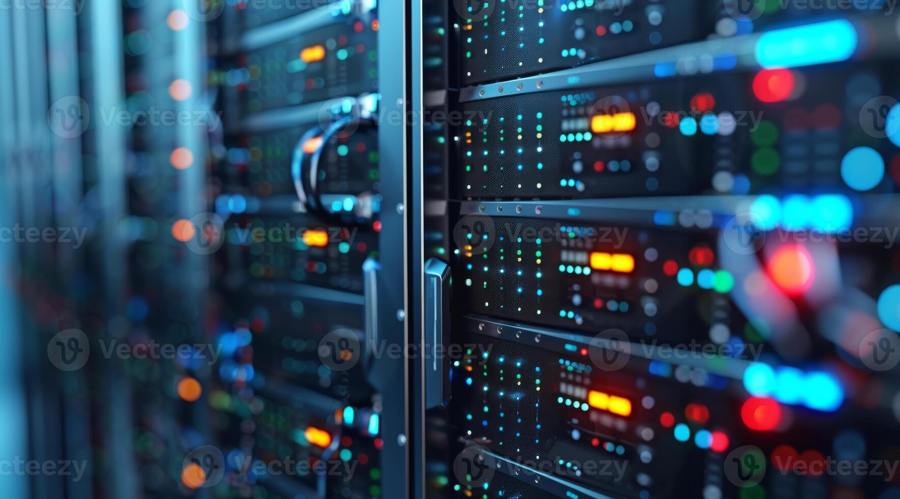 Discover a stateoftheart data center equipped with cuttingedge servers and bright, vibrant LED indicators photo