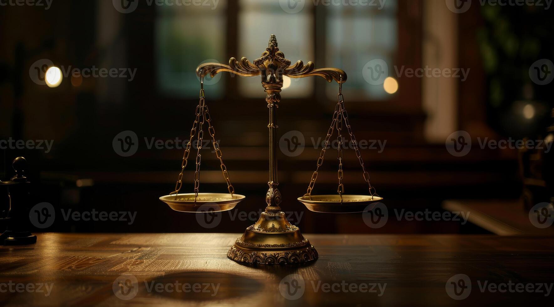 A stunningly illuminated image of vintage scales of justice, beautifully symbolizing fairness, law, and order photo