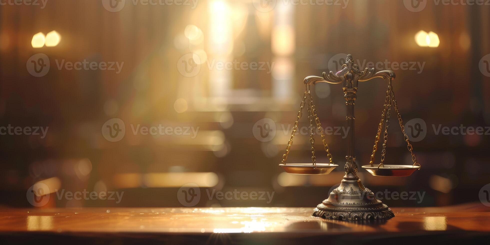 A powerful and striking image depicting justice scales, symbolizing fairness within a courtroom ambiance photo