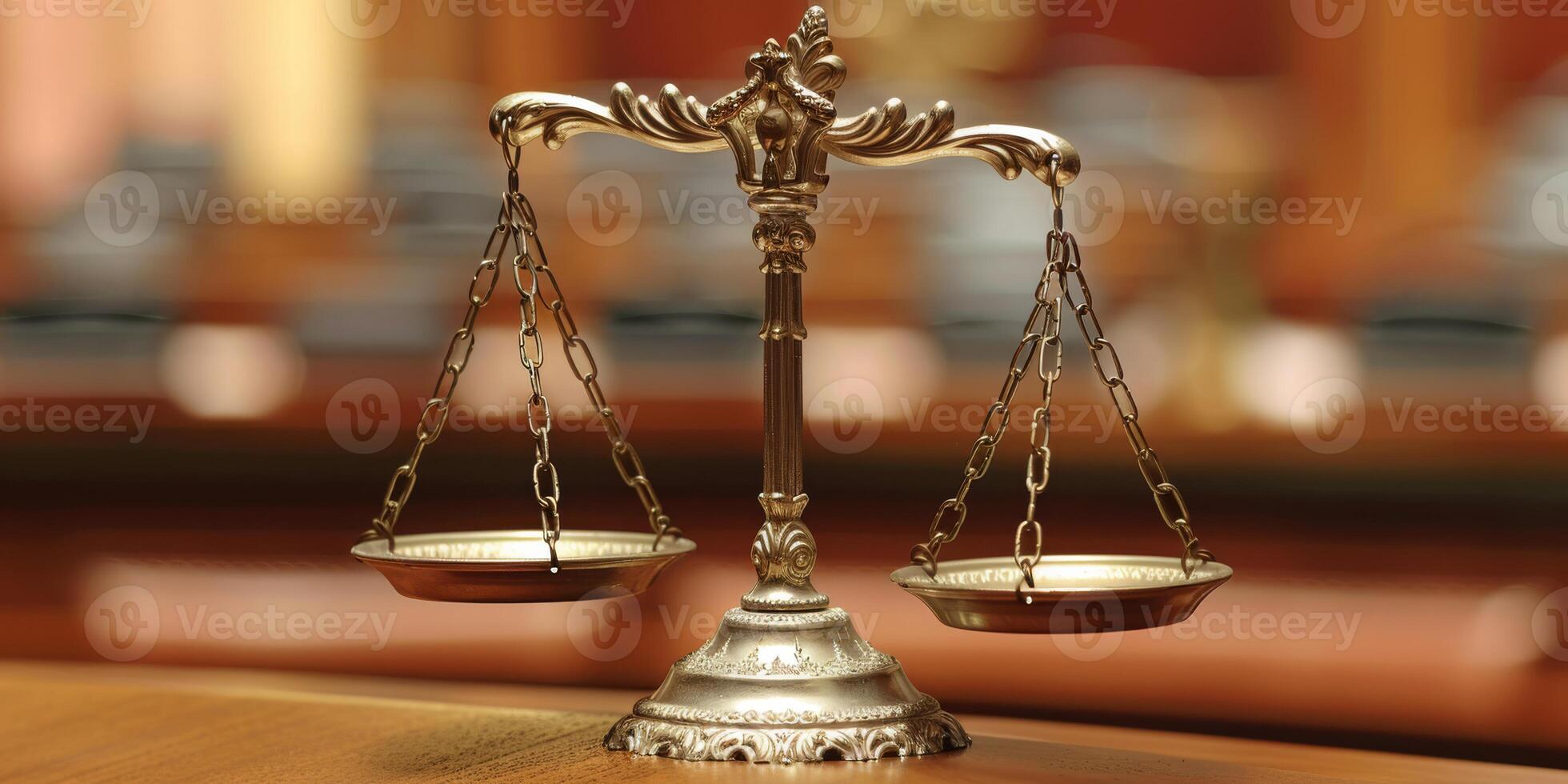 The scales of justice represent the essential qualities of fairness and balance within the courtroom environment photo