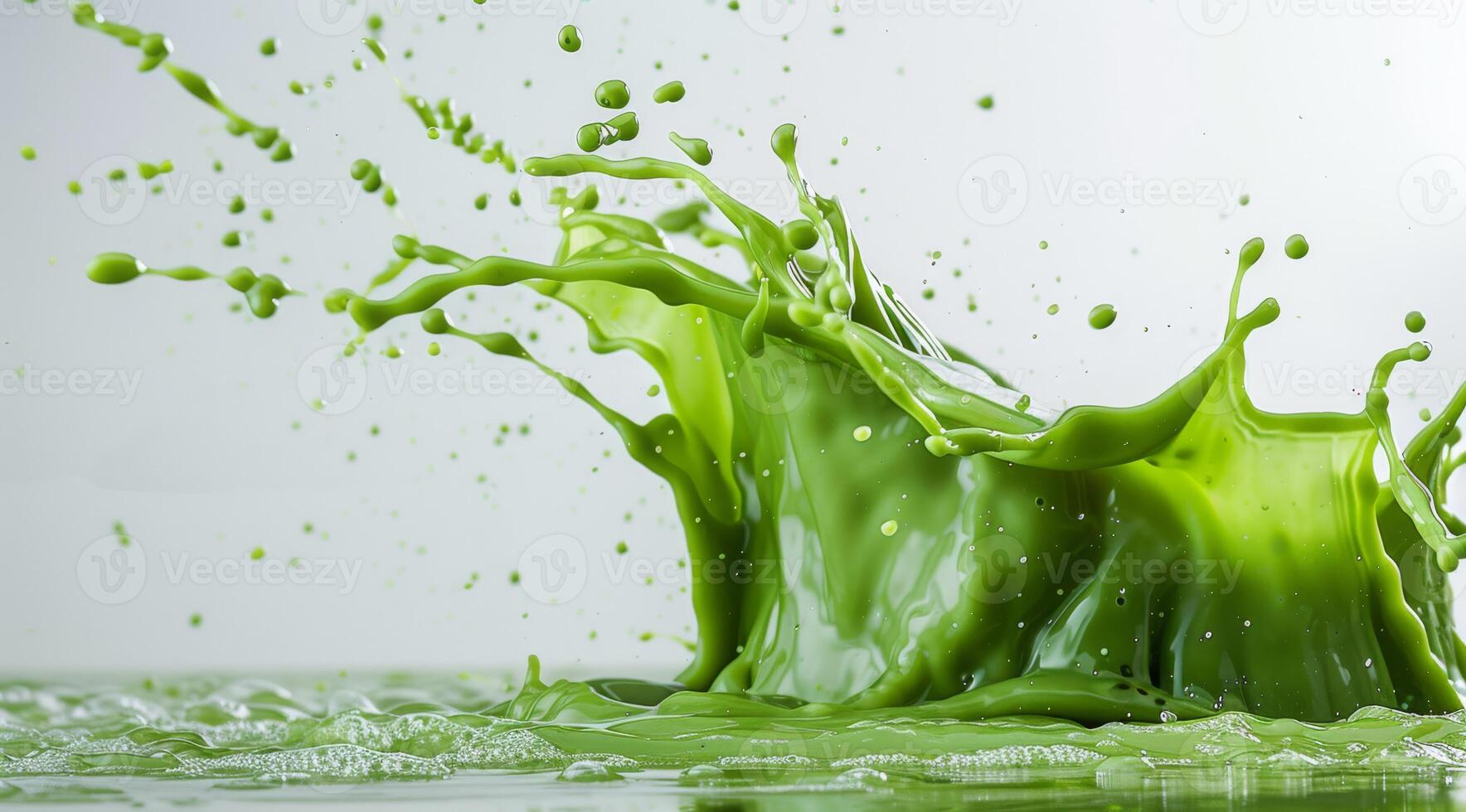 A vibrant green smoothie embodies fresh, highquality ingredients. This nutritious drink is ideal for health enthusiasts or anyone wanting a refreshing experience full of vitamins and minerals photo
