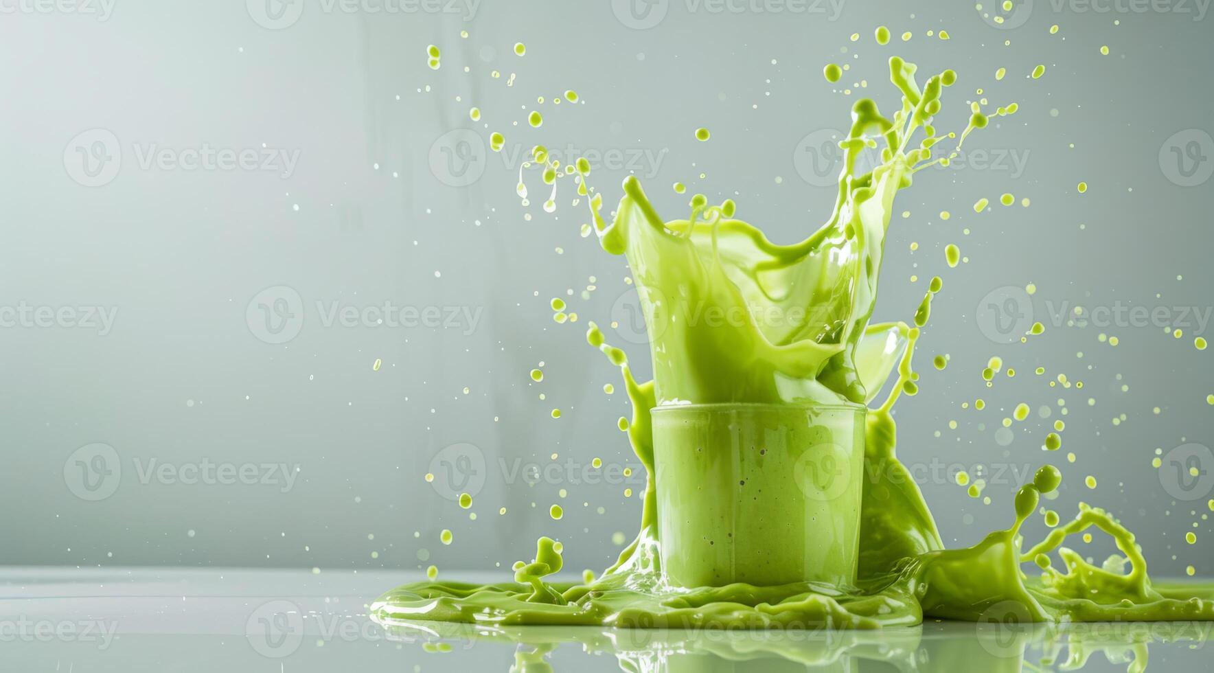 A vibrant and lively splash of green smoothie truly captures the very essence of freshness and vitality. It is perfect for healthy drinks as well as for nutritious recipes that boost wellness photo