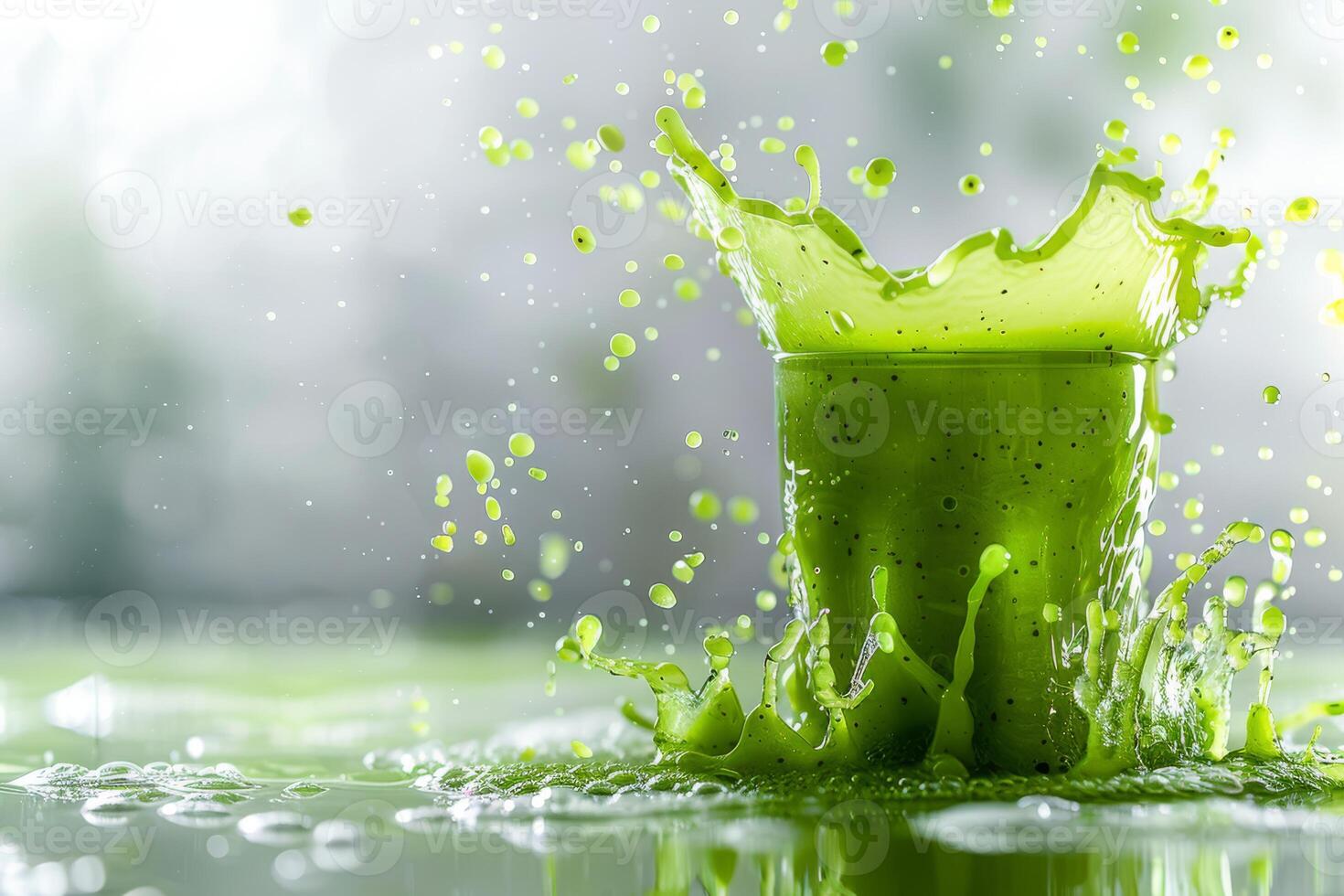 This vibrant green smoothie showcases the freshness and vitality of its ingredients, creating an uplifting feeling that emphasizes health and delight in every sip. Its a nutrientrich blend photo