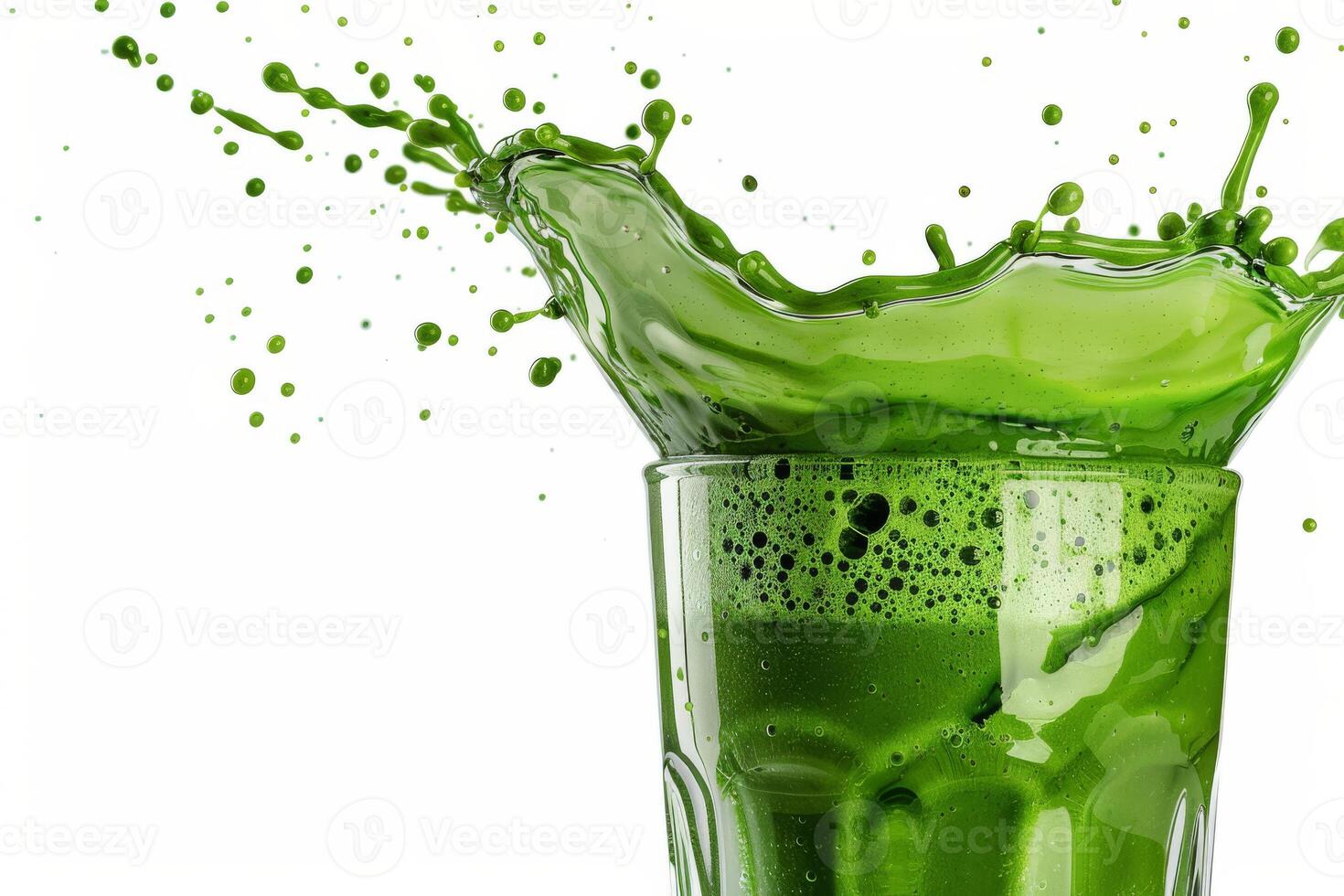 A vibrant green smoothie in a clear glass, with fresh, colorful ingredients and delightful textures, is a delicious, visually appealing treat and an ideal choice for healthy refreshment photo
