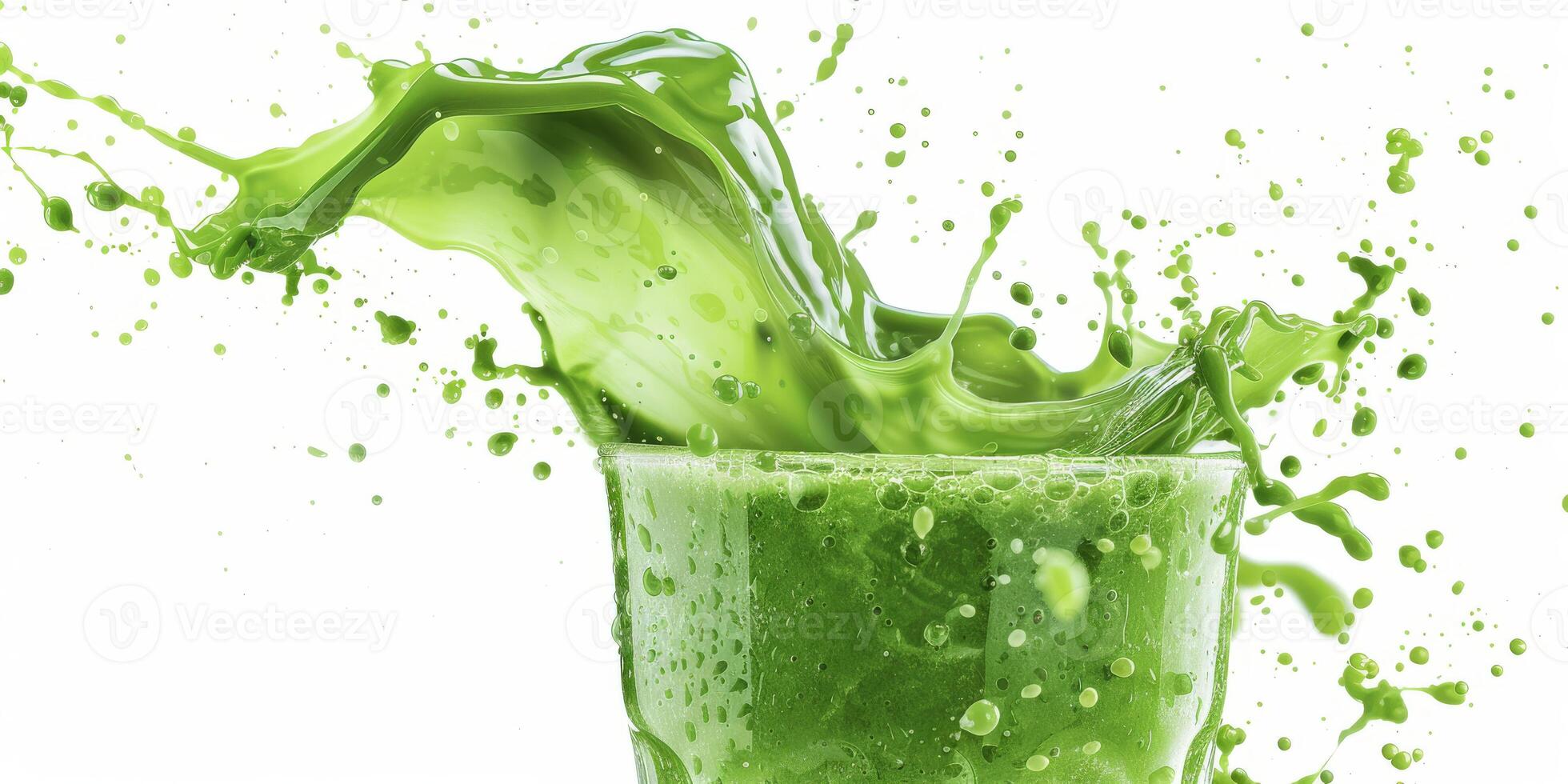 A vibrant, eyecatching splash of green smoothie beautifully captures the very essence of freshness and health, making it the perfect choice for revitalizing and energizing your day ahead photo