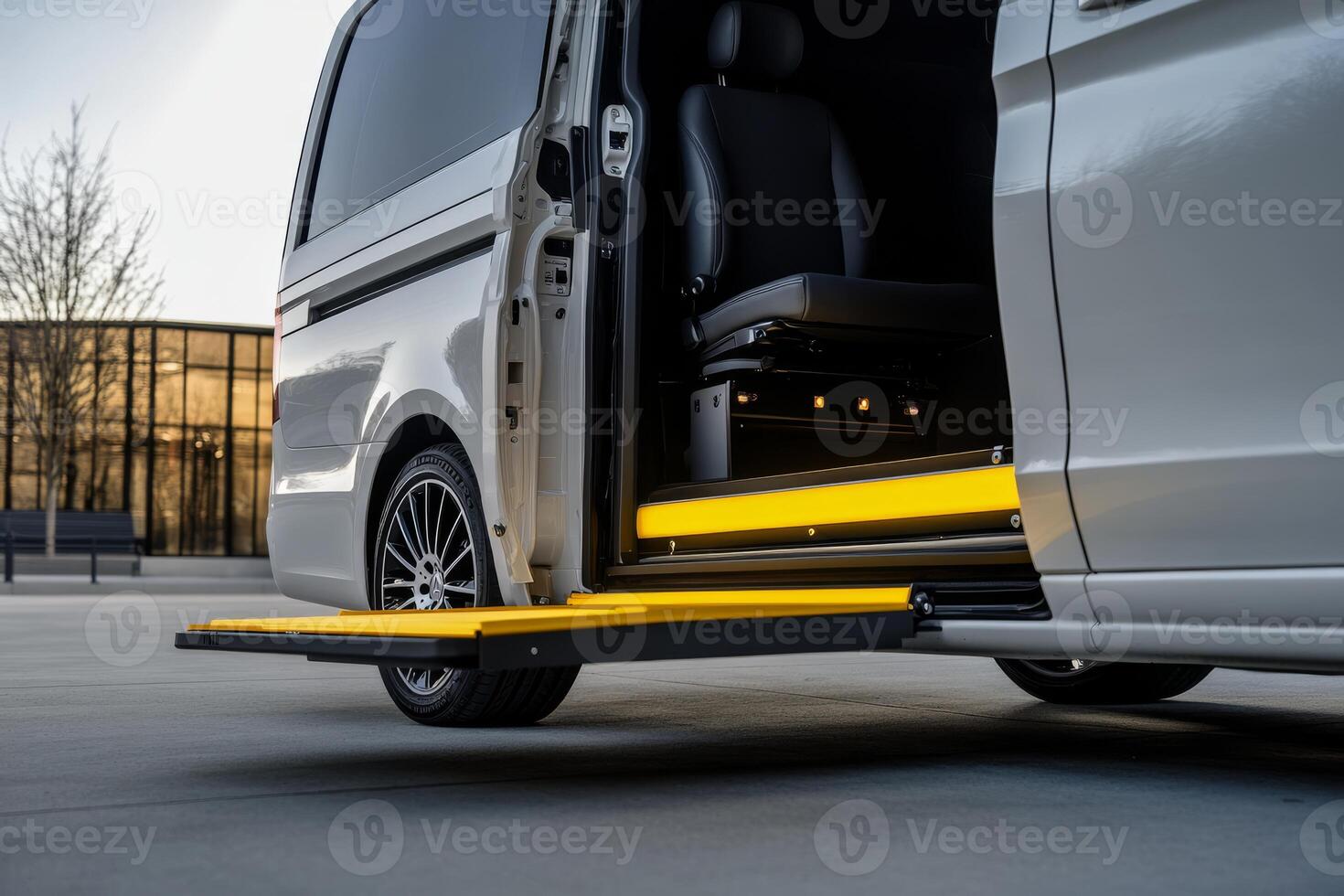 This minivan is specially designed to be wheelchair accessible, featuring a wide and extended ramp that allows for easy entry and exit, providing seamless mobility assistance with a focus on comfort photo