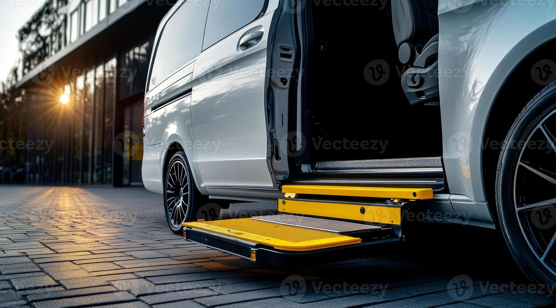 Discover and explore the innovative features of a wheelchair accessible minivan equipped with a convenient ramp, meticulously designed to provide both comfort and convenience for users photo