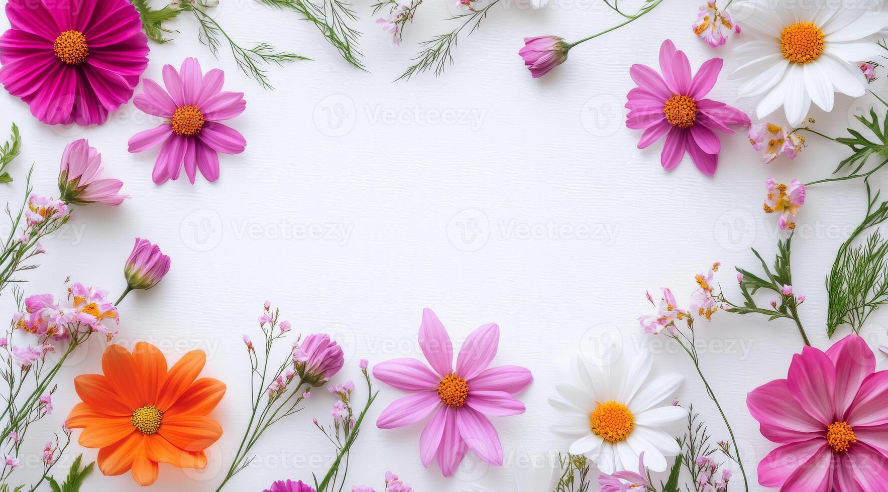 This colorful fresh flower arrangement creates a stunning display while providing space for text or design, perfect for personal or professional projects needing a touch of nature photo