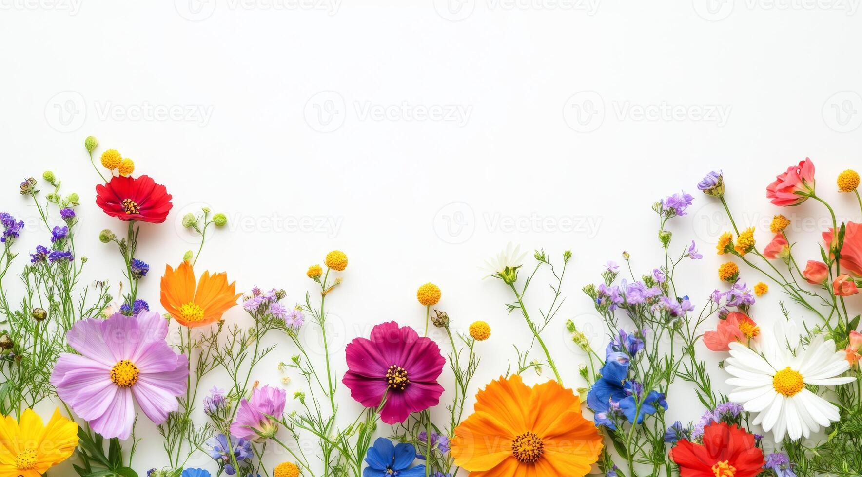 A stunning and beautiful array filled with colorful wildflowers elegantly creates a charming and enchanting border, making it the perfect choice for naturethemed designs and delightful invitations photo