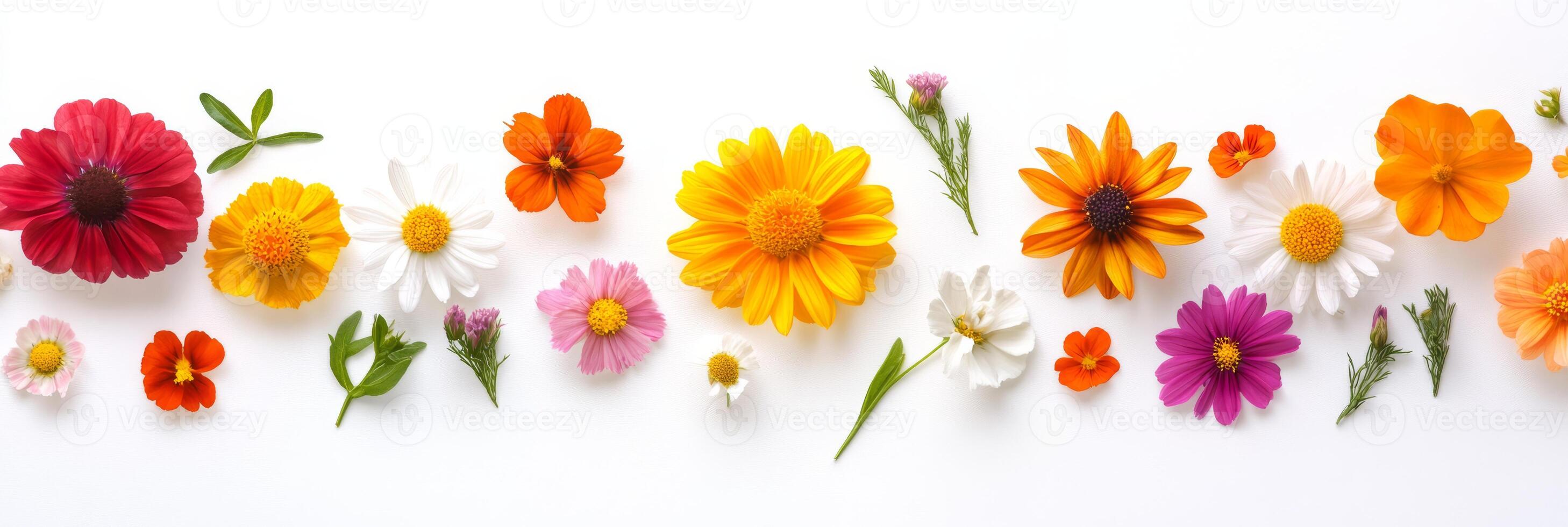 A vividly colorful arrangement of an assortment of beautiful flowers truly highlights the incredible charm of nature, making it ideal for enhancing any design or setup as a delightful centerpiece photo