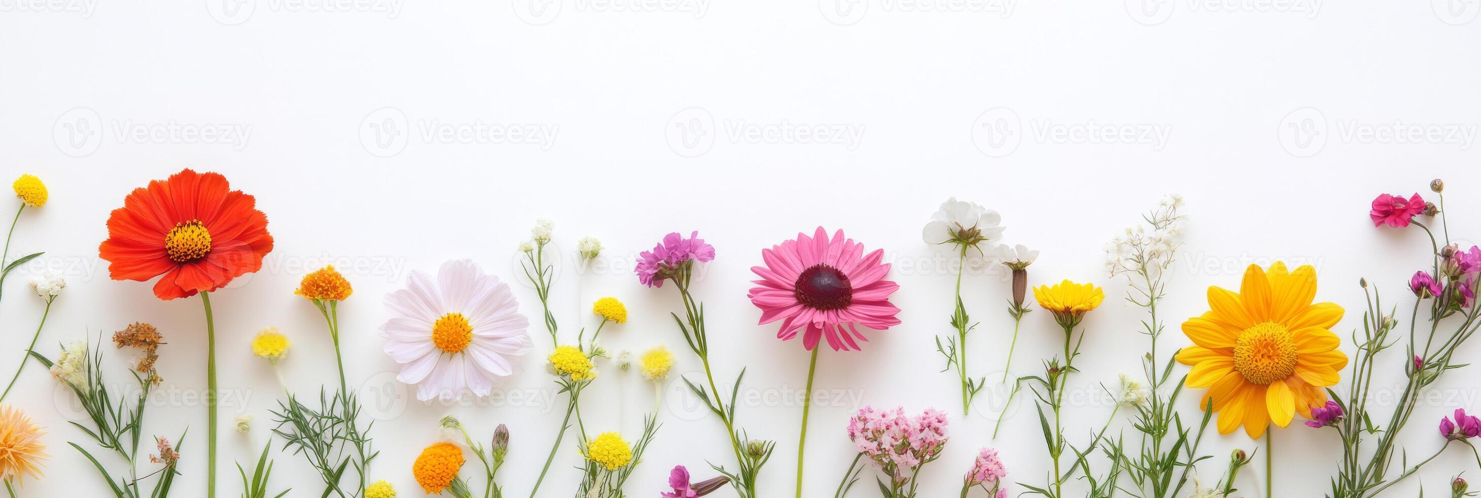 This display of artistically arranged flowers creates a vibrant background, providing copy space for versatile design use in digital and print applications, ideal for aesthetic projects photo