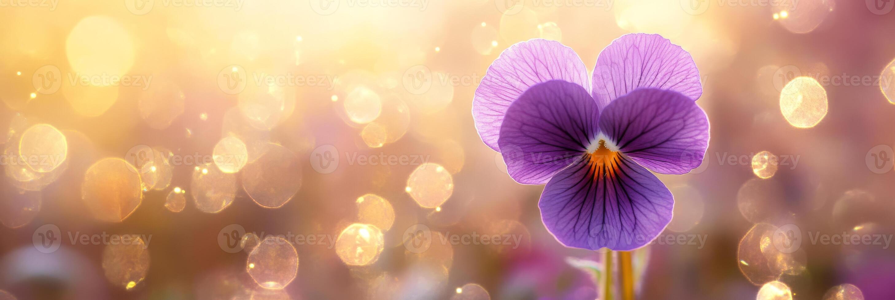 A vibrant pansy flower captures natures essence with a soft focus and dreamy background, enhancing its beauty, making it perfect for floral enthusiasts and those who appreciate natures artistry photo