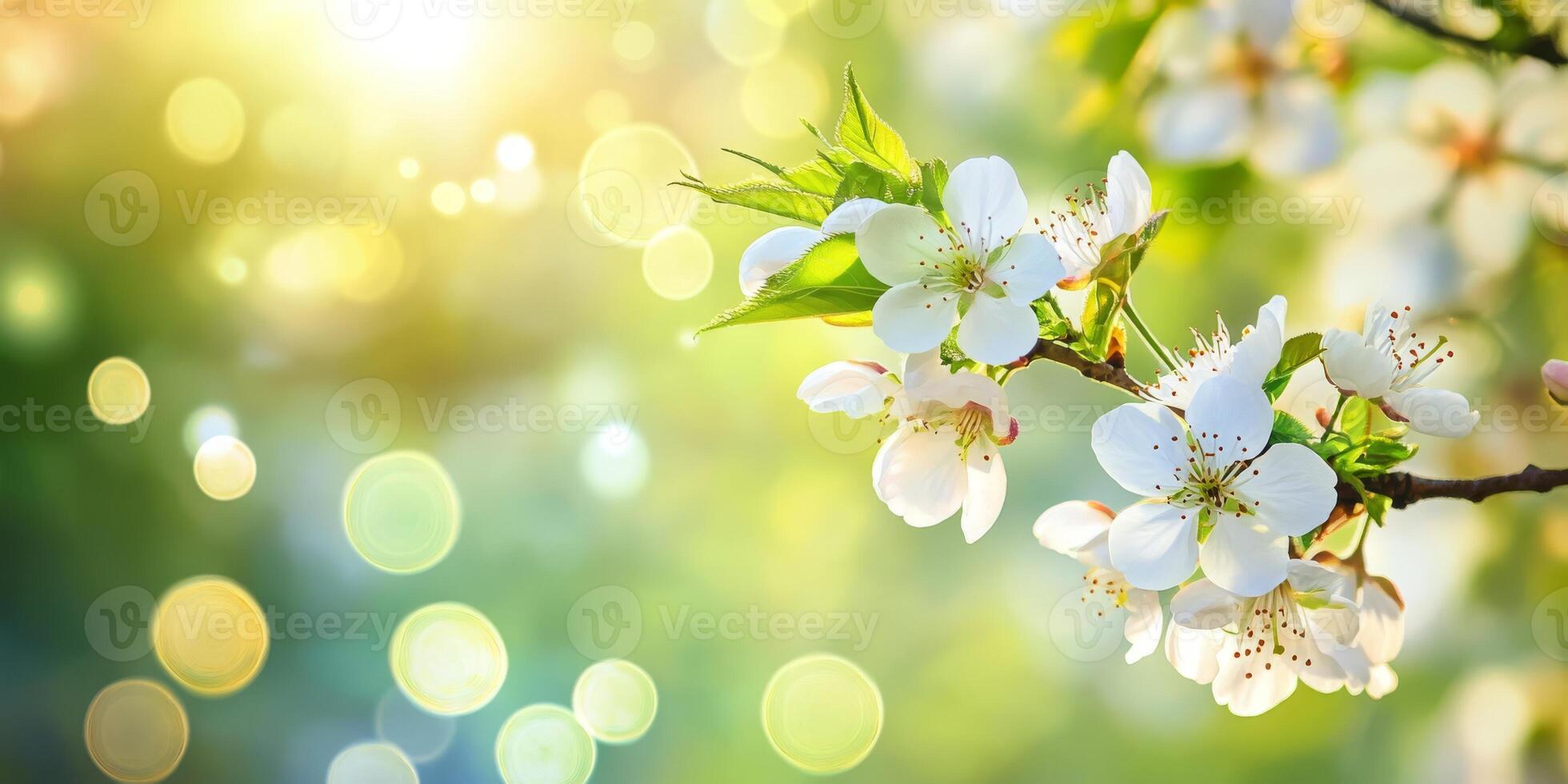 Discover the breathtaking beauty of springtime with these delicate flowers softly illuminating in radiant sunlight photo