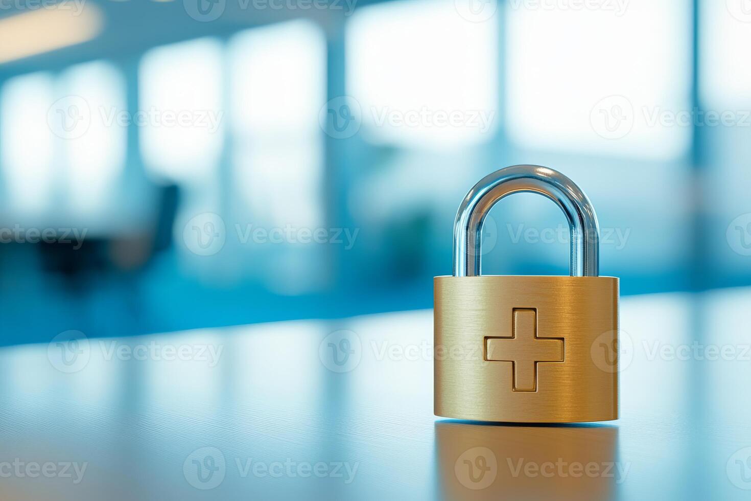 A padlock represents security in the management of healthcare data within a hospital setting, underscoring the critical importance of safeguarding and protecting sensitive patient information photo