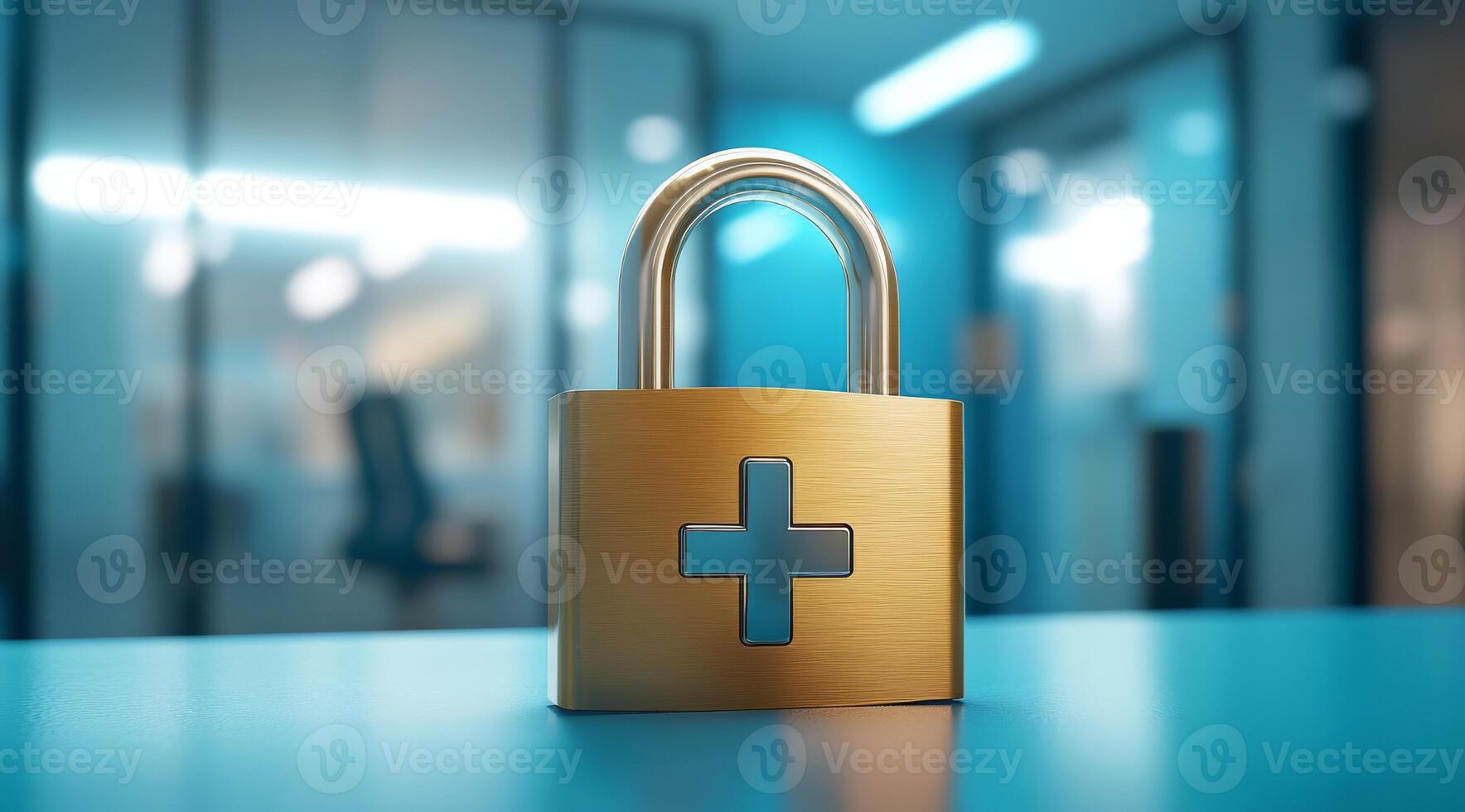 A padlock serves as a powerful symbol for data security within the healthcare industry, highlighting the crucial need to protect sensitive patient information and ensure their privacy at all times photo