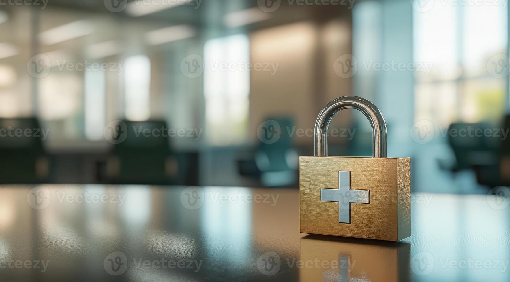 A padlock representing the vital need for healthcare data security in a contemporary hospital environment, emphasizing how crucial it is to safeguard sensitive information regarding patients photo