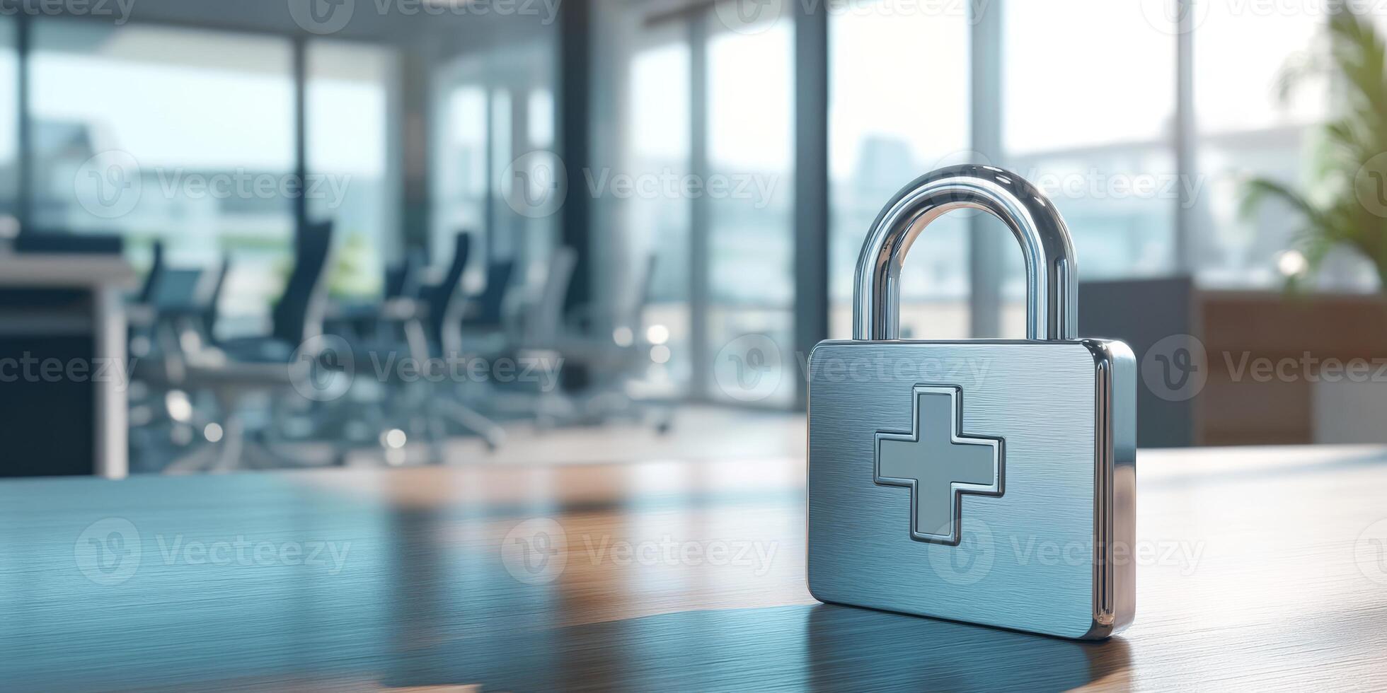 A sleek and modern padlock representing data security within a healthcare setting, emphasizing the critical importance of safeguarding patient information in hospitals and medical facilities photo