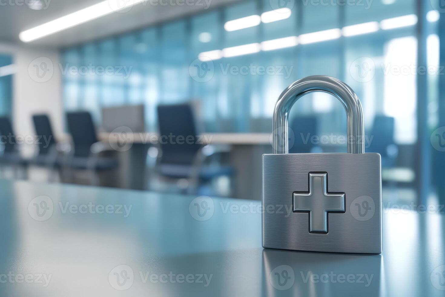 A padlock represents the vital necessity to ensure that healthcare data within hospitals is securely protected, which is essential for effectively maintaining patient privacy and confidentiality photo