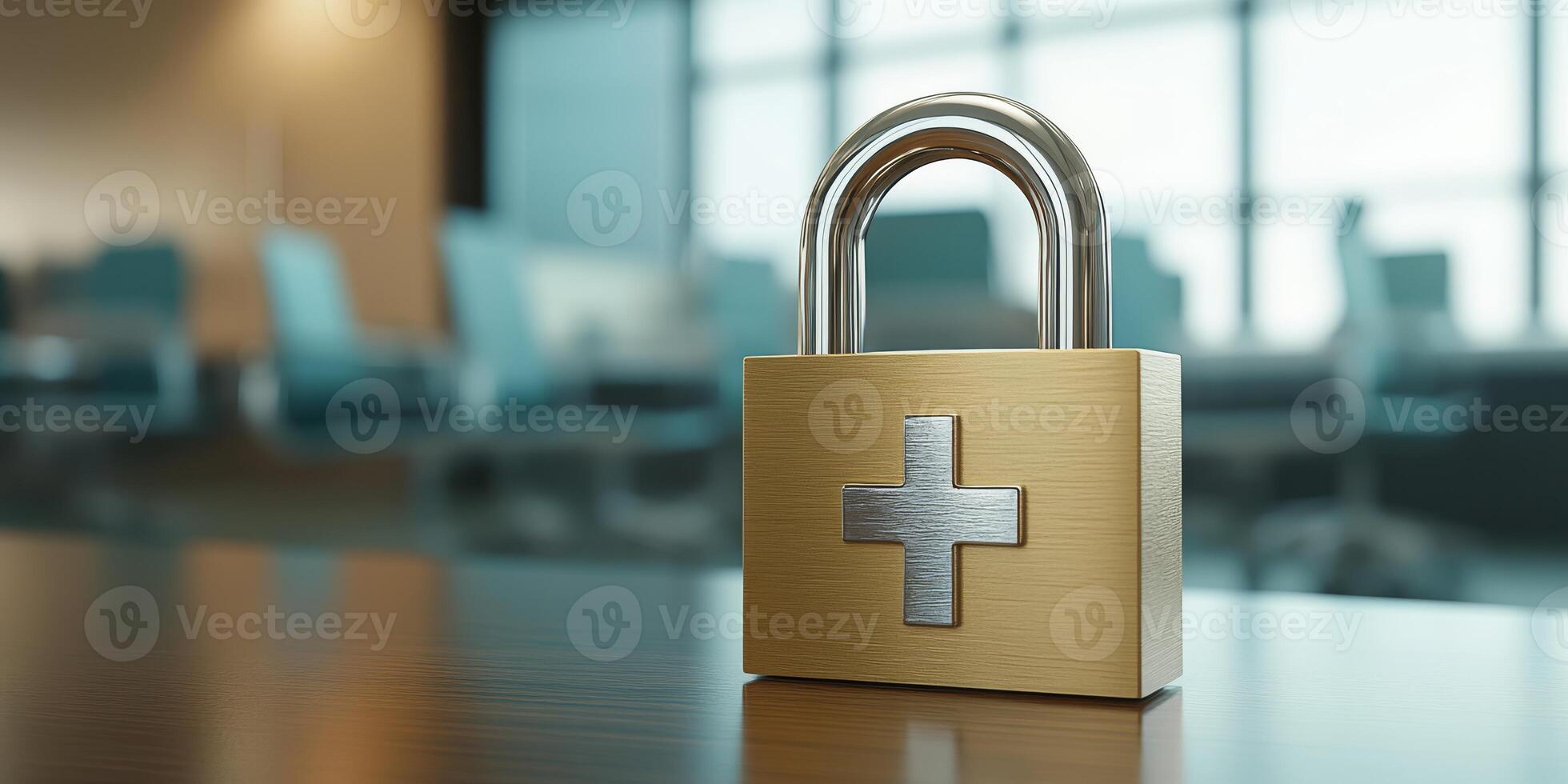 A padlock represents the importance of healthcare data security in hospitals, emphasizing the need to protect sensitive patient information from unauthorized access and breaches that threaten privacy photo