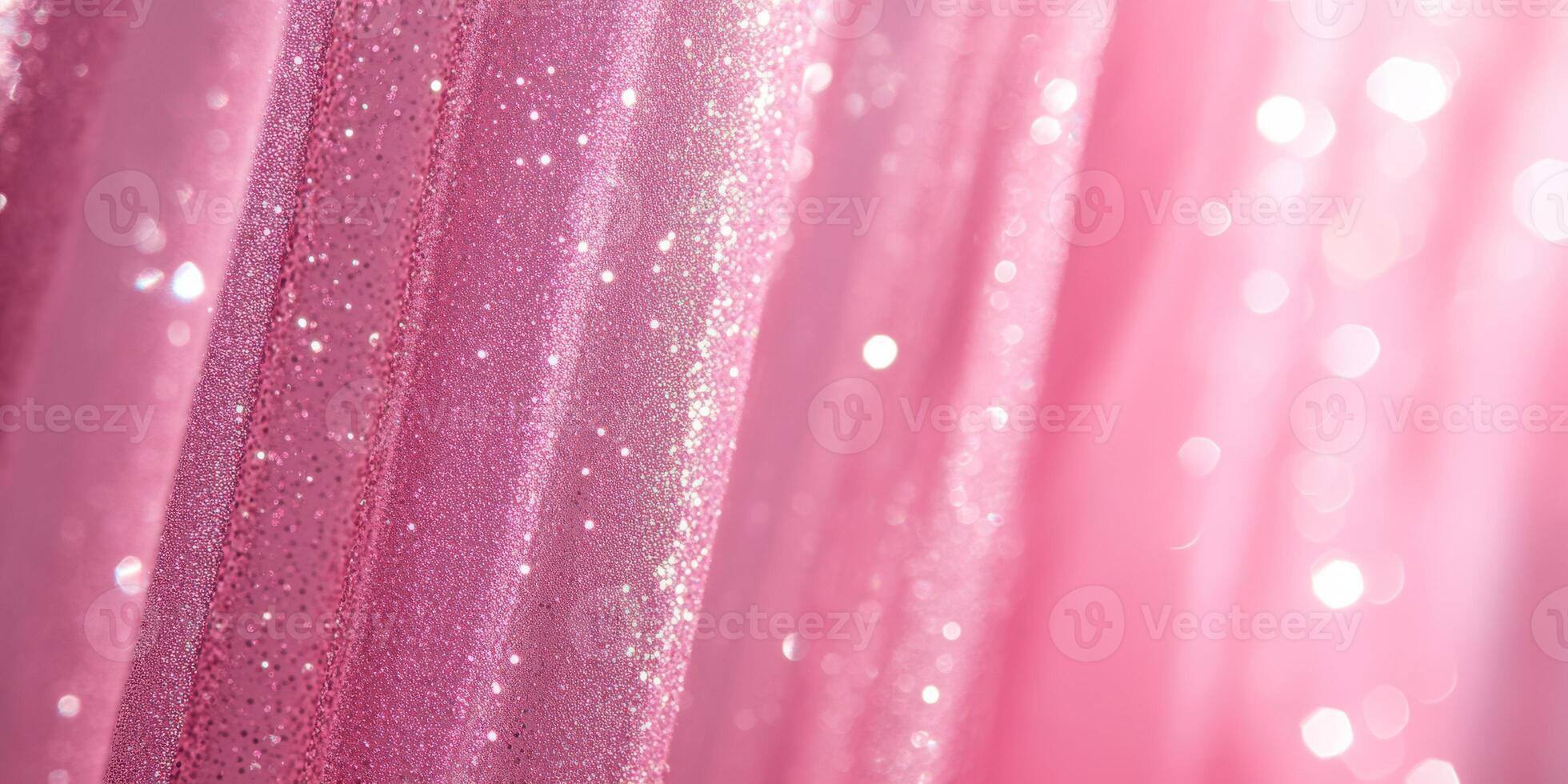 A close-up of soft pink fabric adorned with sparkling glitter, perfect for styling, fashion, and decor. photo
