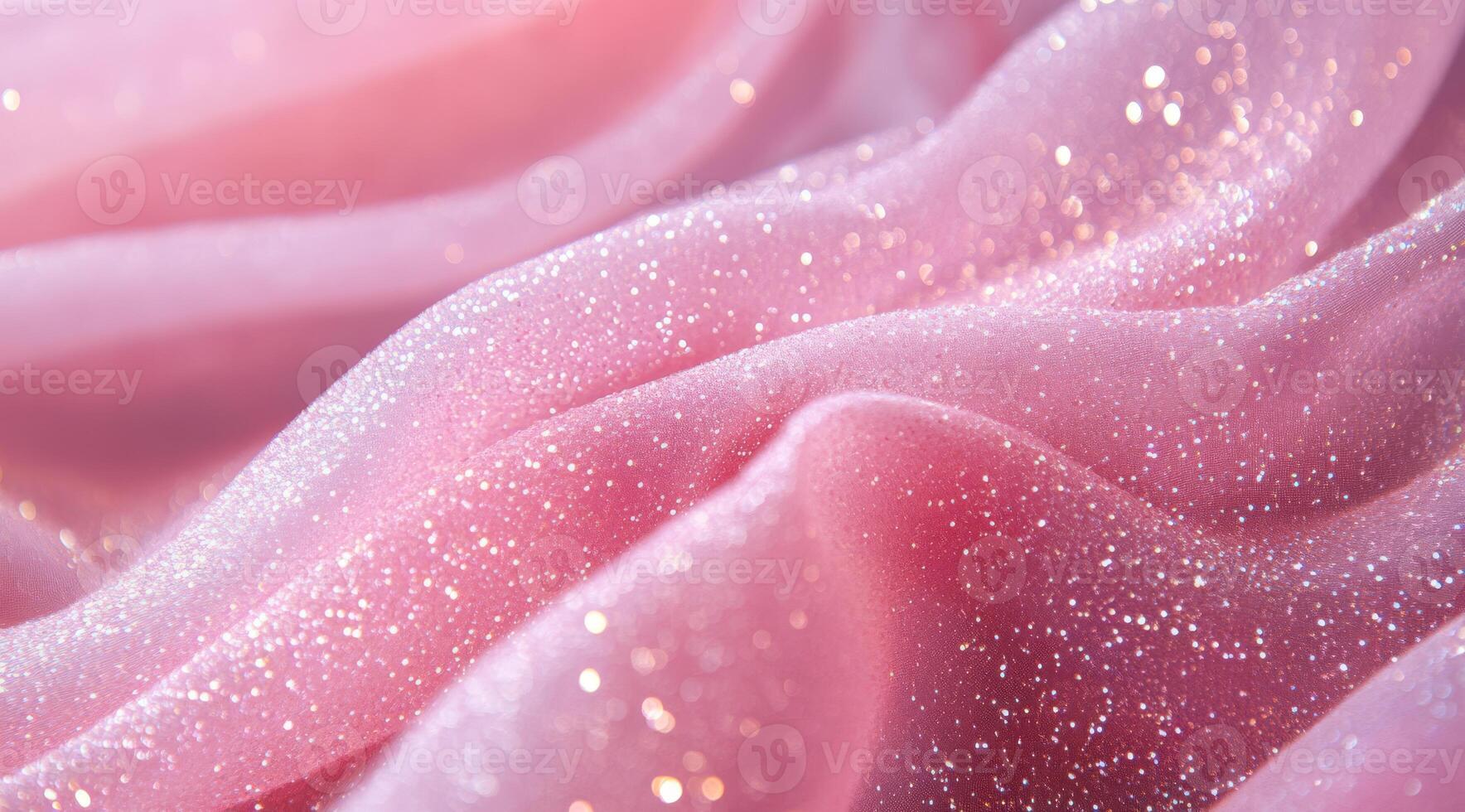 A closeup of a soft, delicate pink fabric showcasing glimmering glitter, perfect for creating elegant designs photo