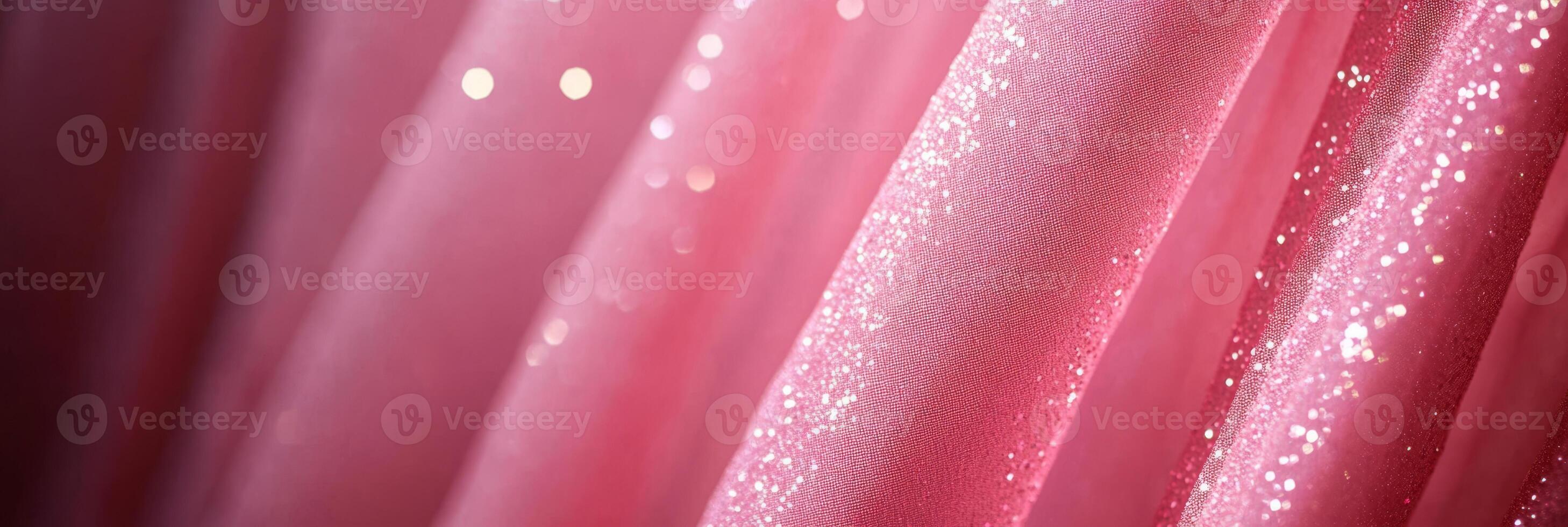 A beautifully shimmering pink fabric adorned with glitter, making it perfect for fashion design or vibrant event decor photo