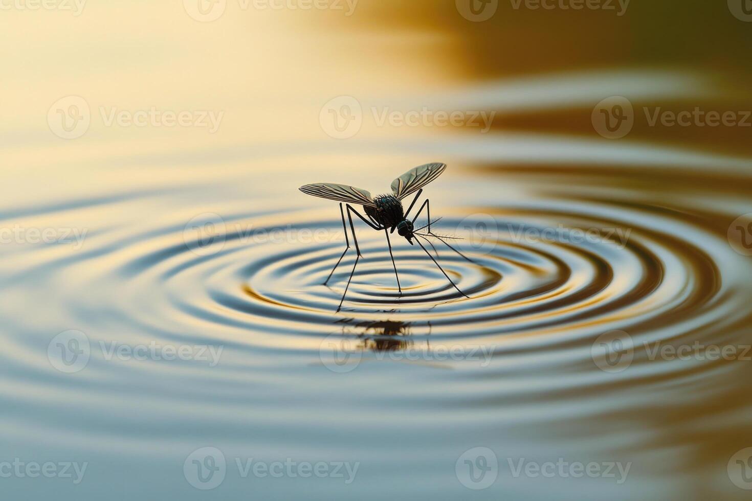 A mosquito resting on the surface of water. photo