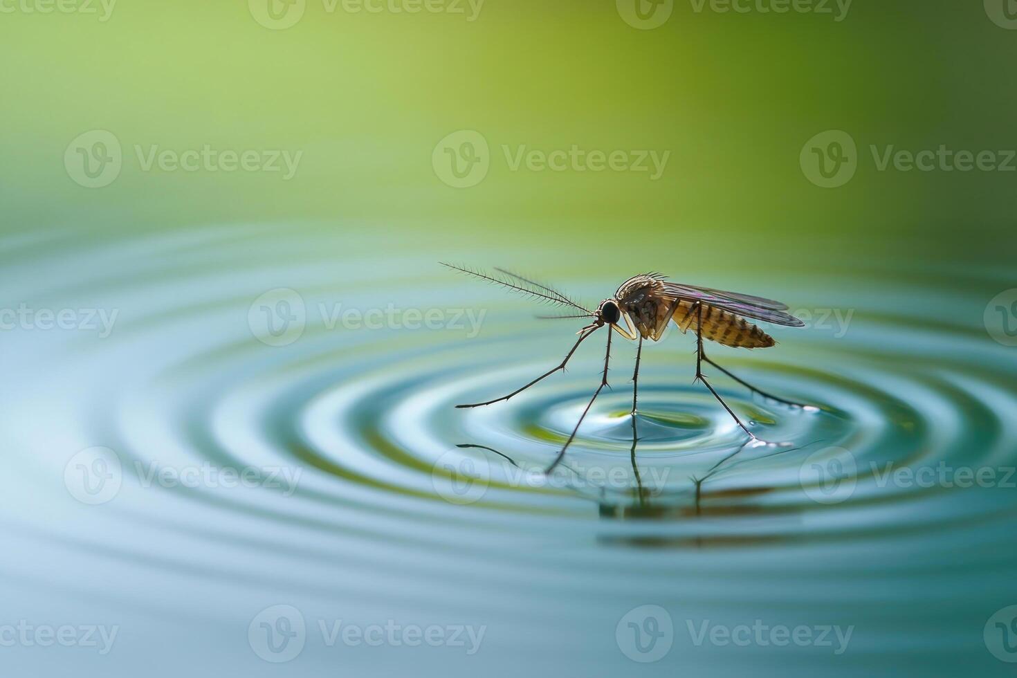 A mosquito resting on the surface of water. photo
