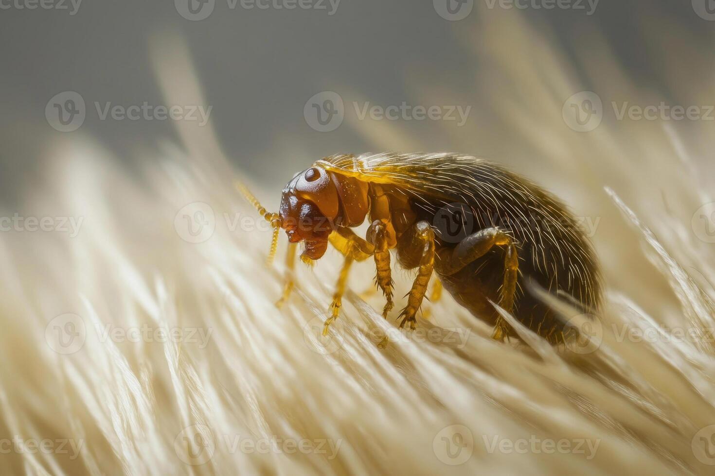 A flea nestled in the fur of an animal. photo