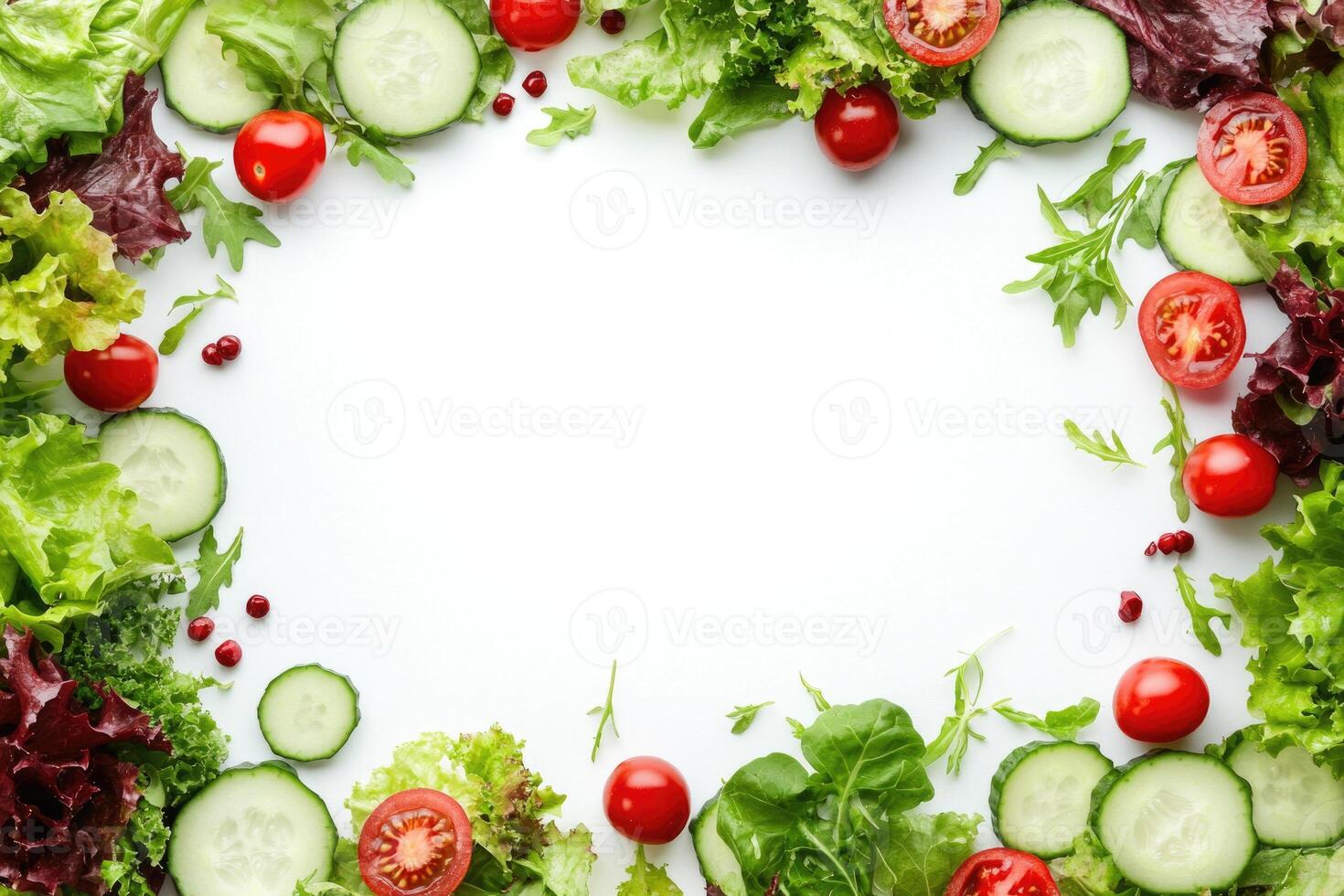 Fresh salads with blank space. photo