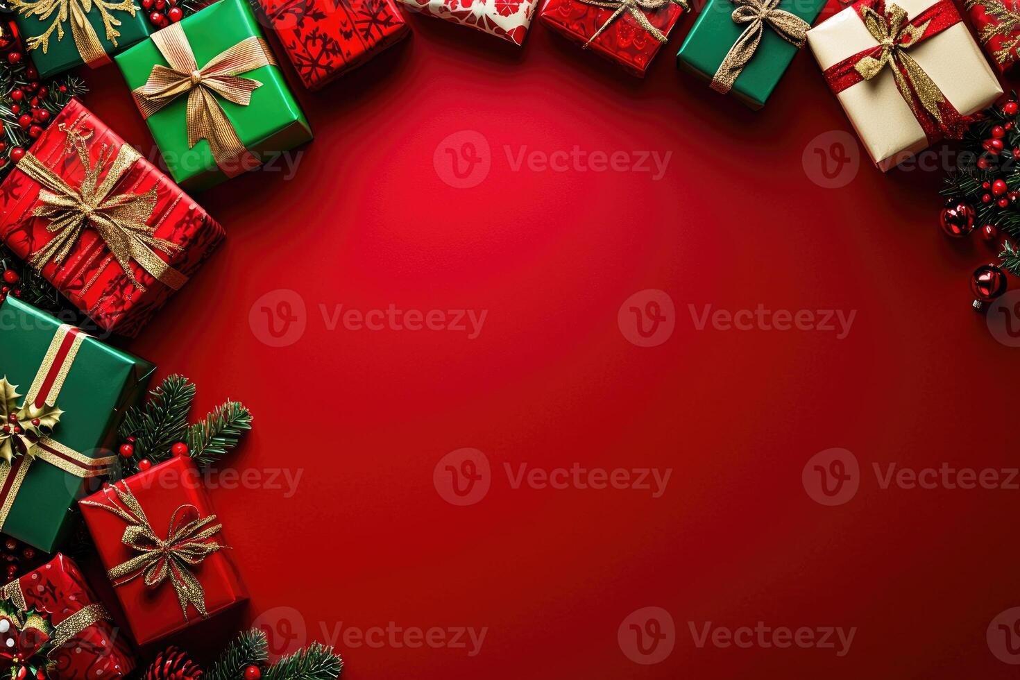 Christmas banner with gift boxes and space for design. photo
