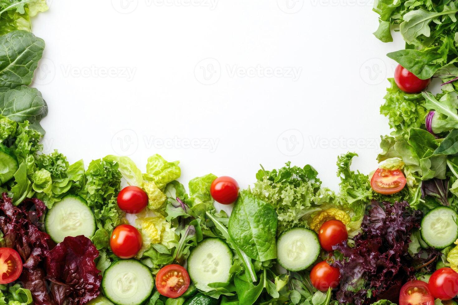 Fresh salads with blank space. photo