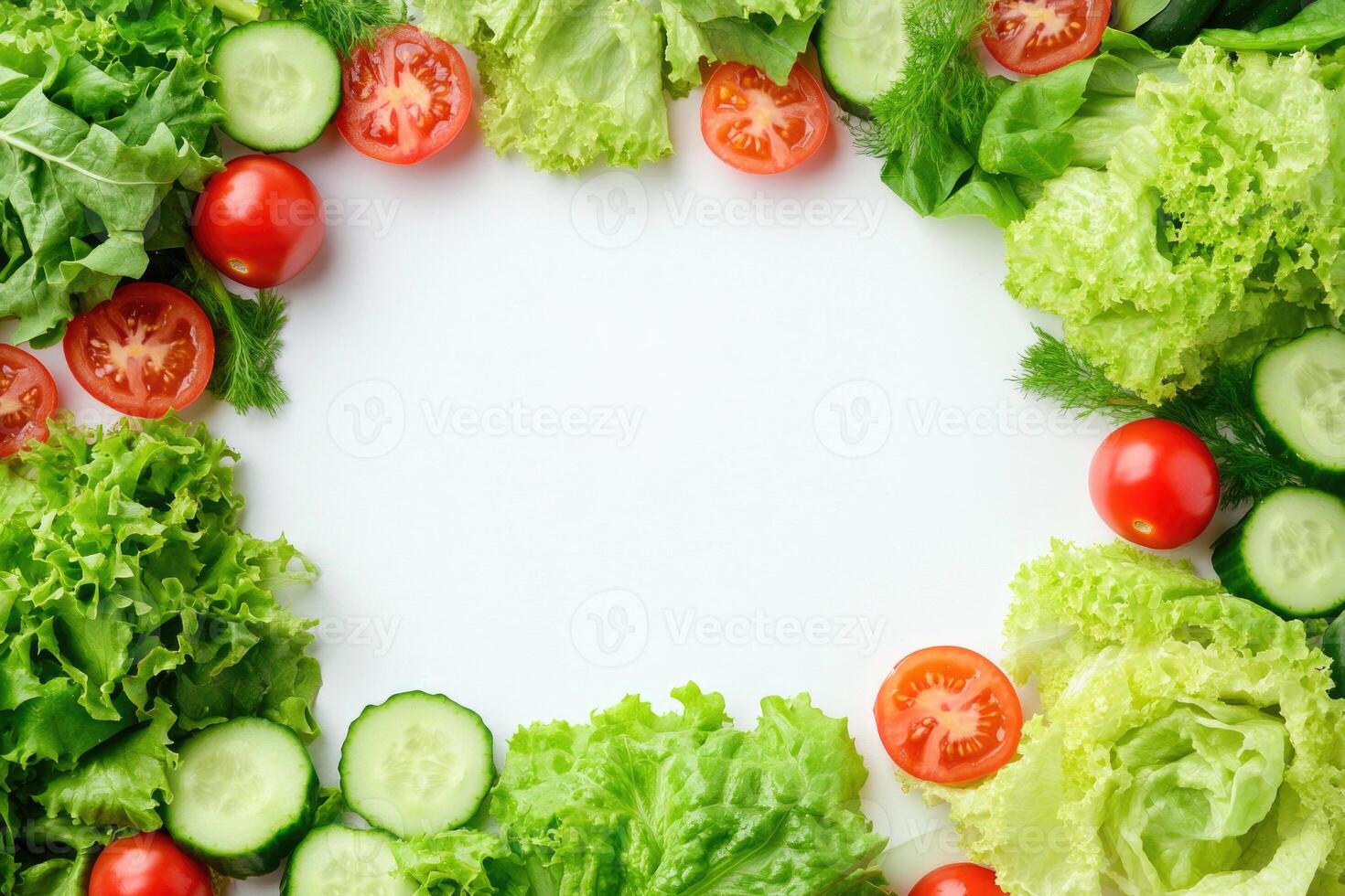 Fresh salads with blank space. photo