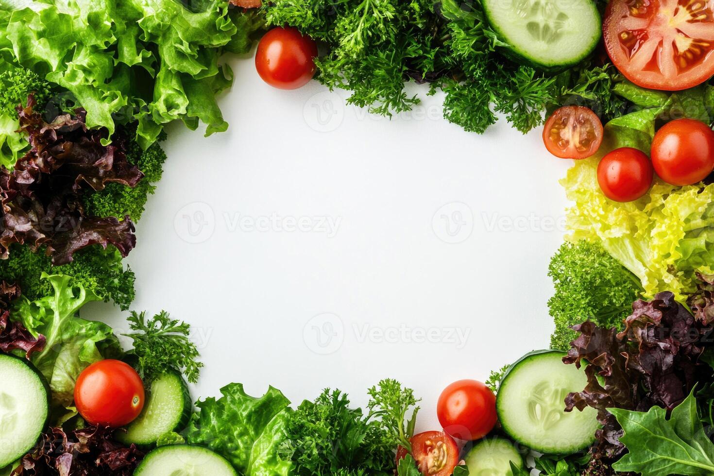 Fresh salads with blank space. photo