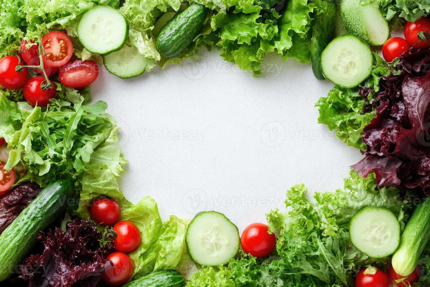 Fresh salads with blank space. photo