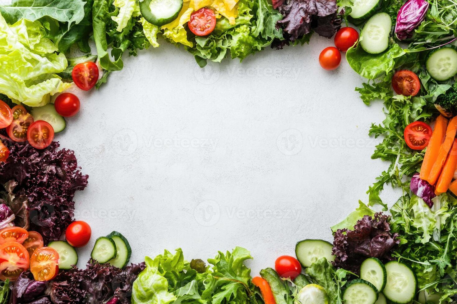 Fresh salads with blank space. photo