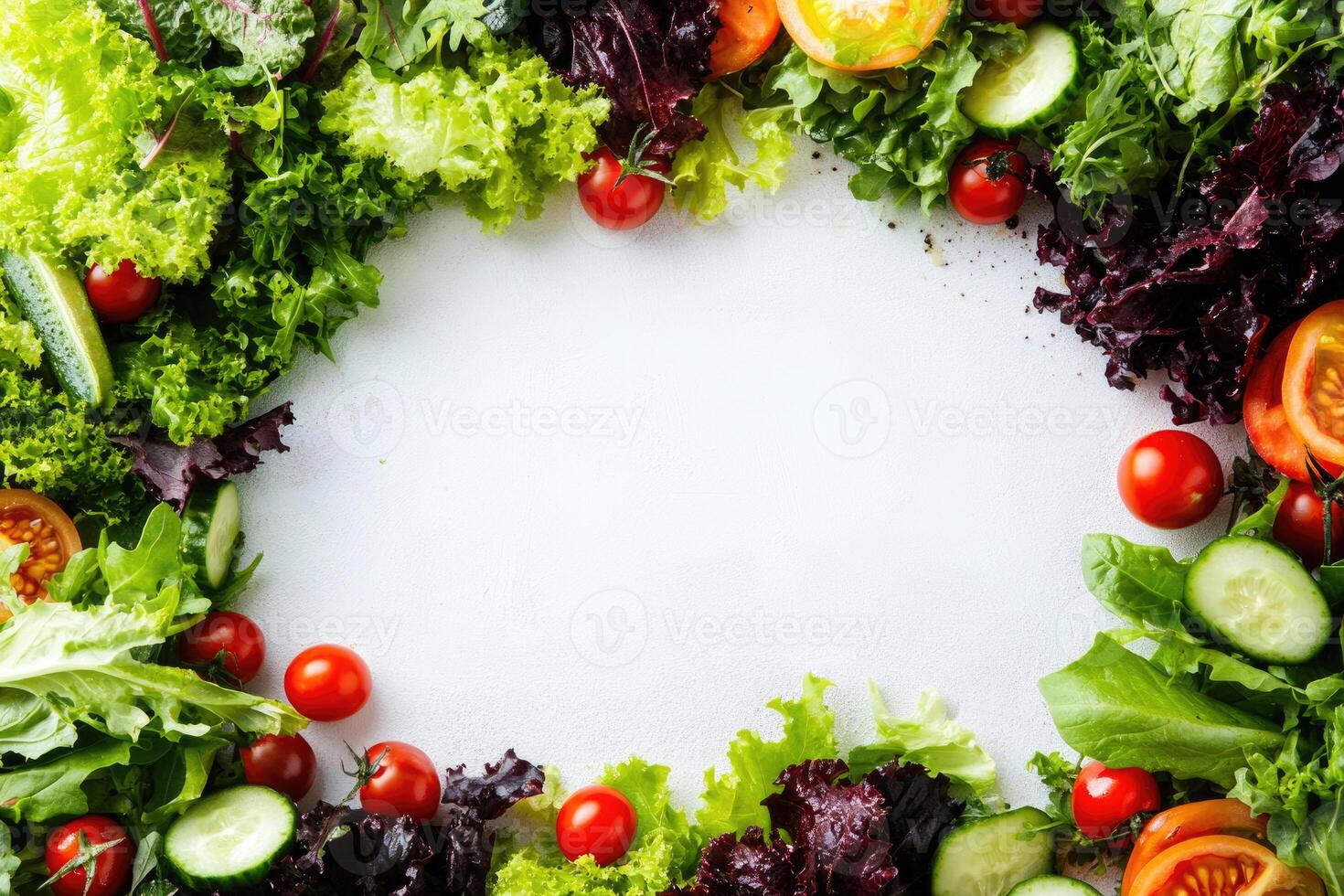 Fresh salads with blank space. photo