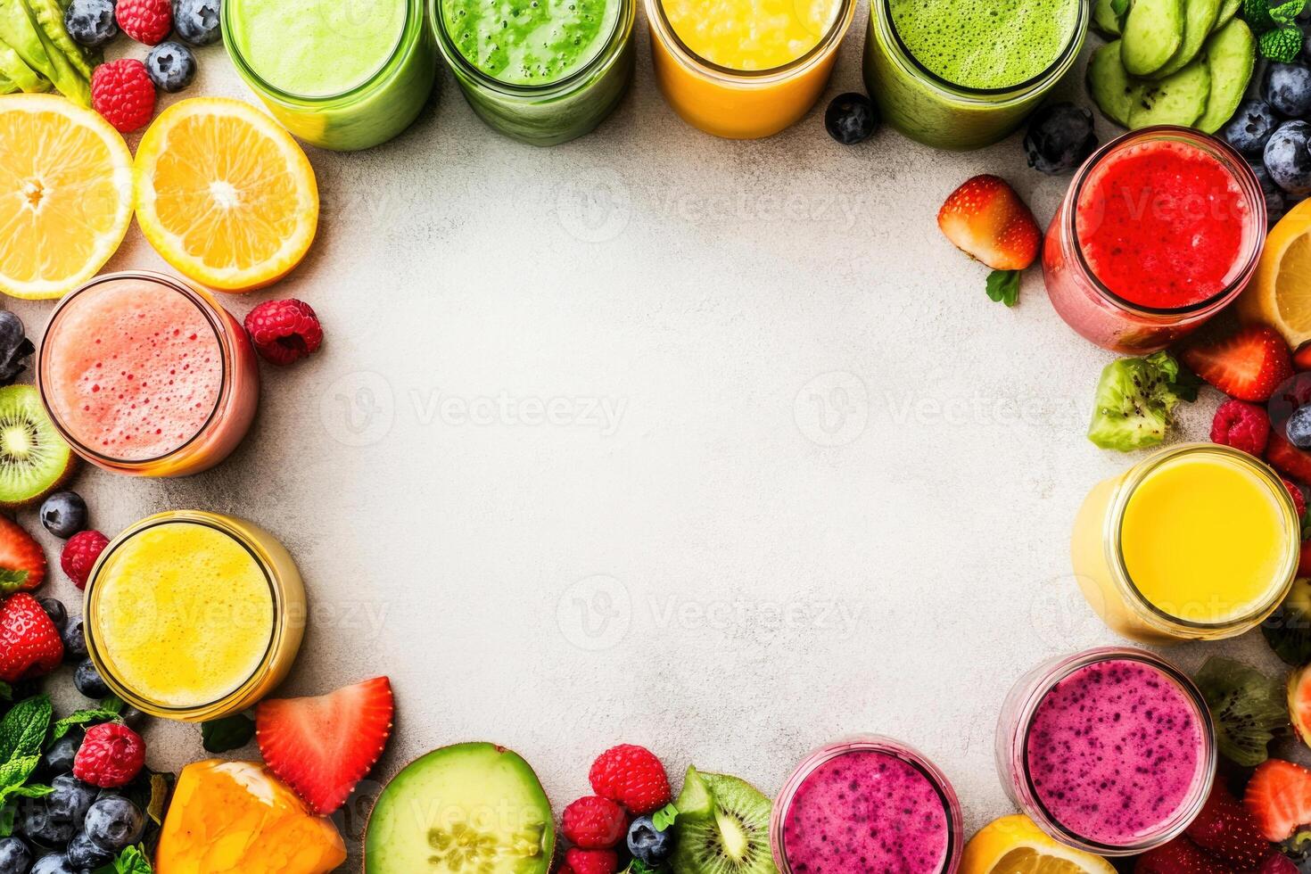Fresh smoothies with blank space. photo