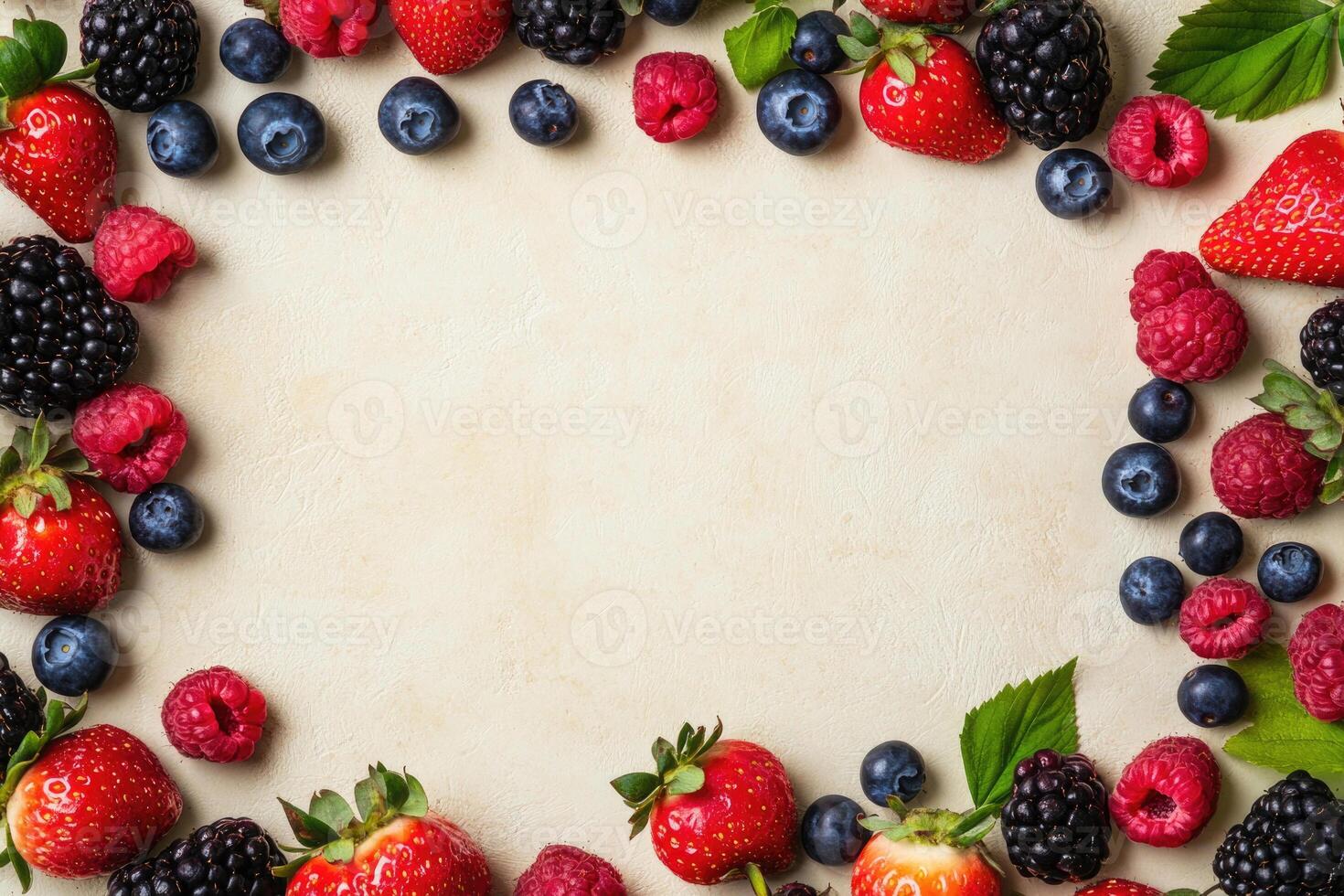 Fresh berries with blank space. photo