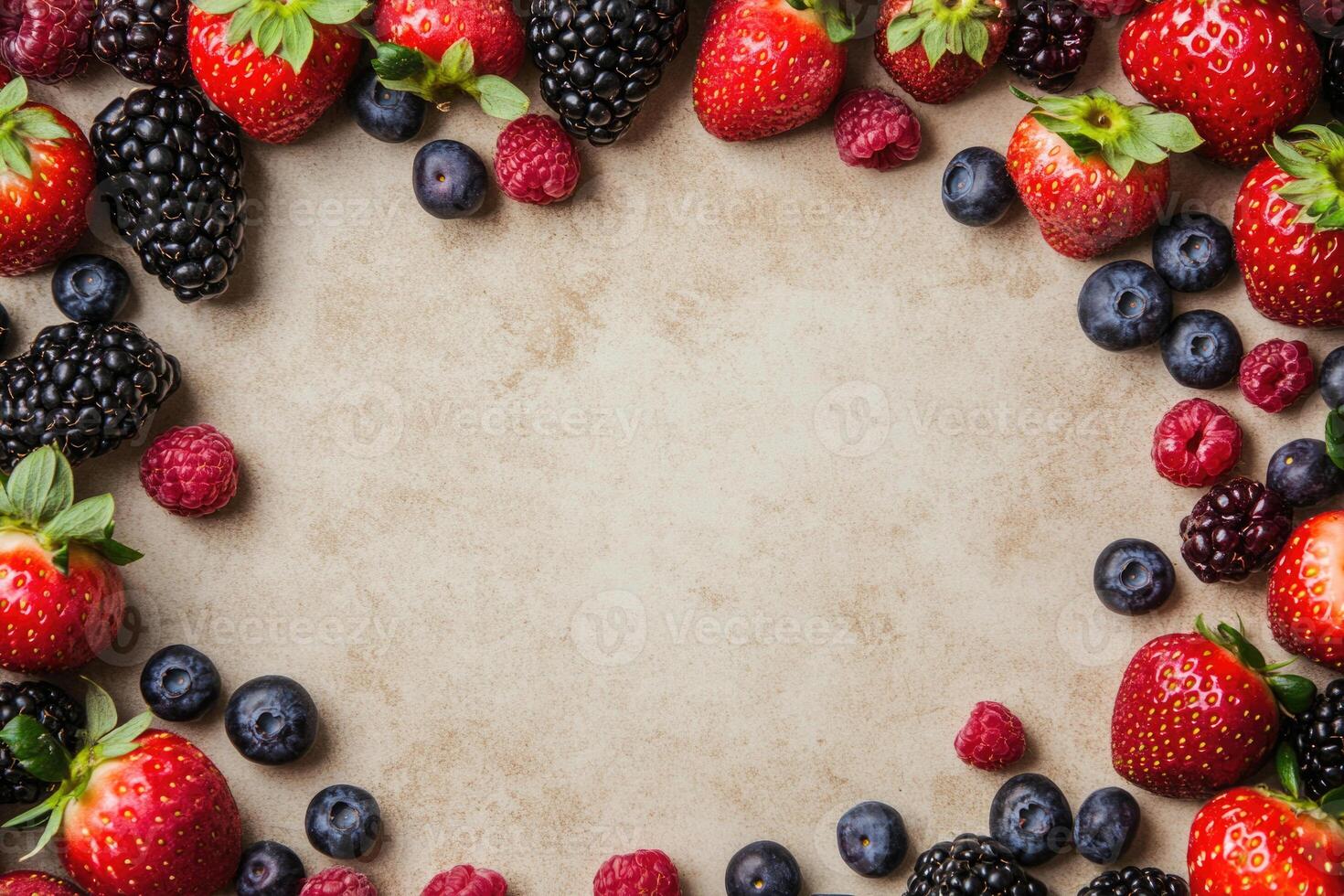Fresh berries with blank space. photo