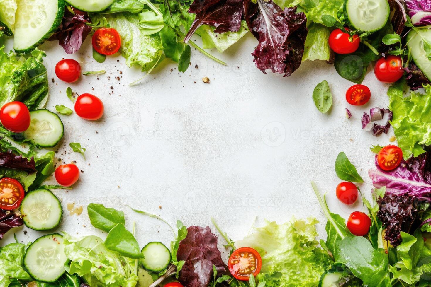 Fresh salads with blank space. photo
