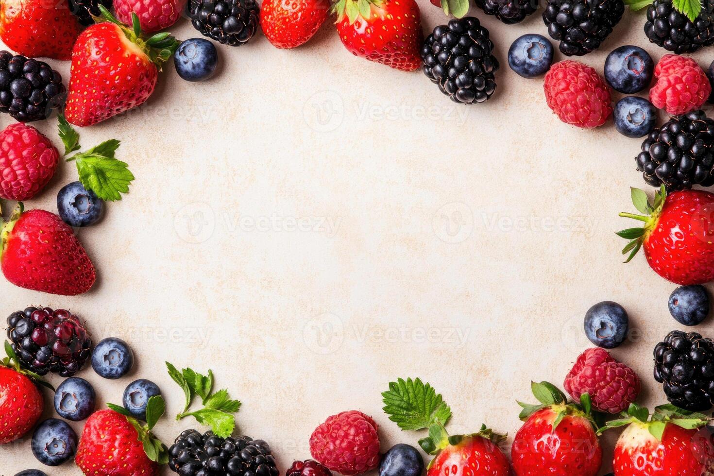 Fresh berries with blank space. photo